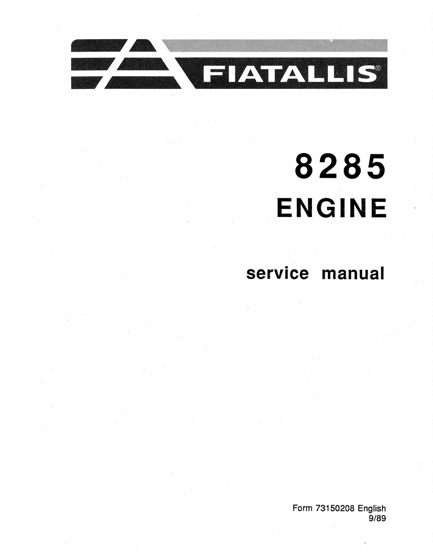 FIATALLIS 8285 Engine Factory Workshop Service Manual Form 73150208