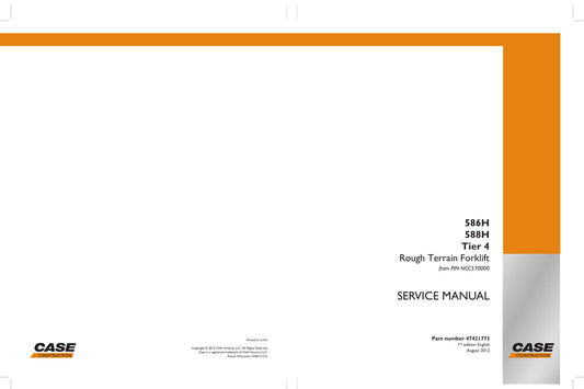 CASE 586H 588H Rough Terrain Forklift Factory Workshop Service Manual 47421773