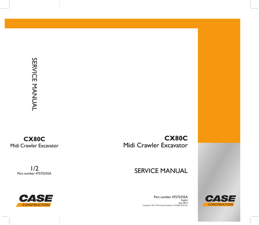 CASE CX80C Midi Crawler Excavator Factory Workshop Service Manual 47575335A