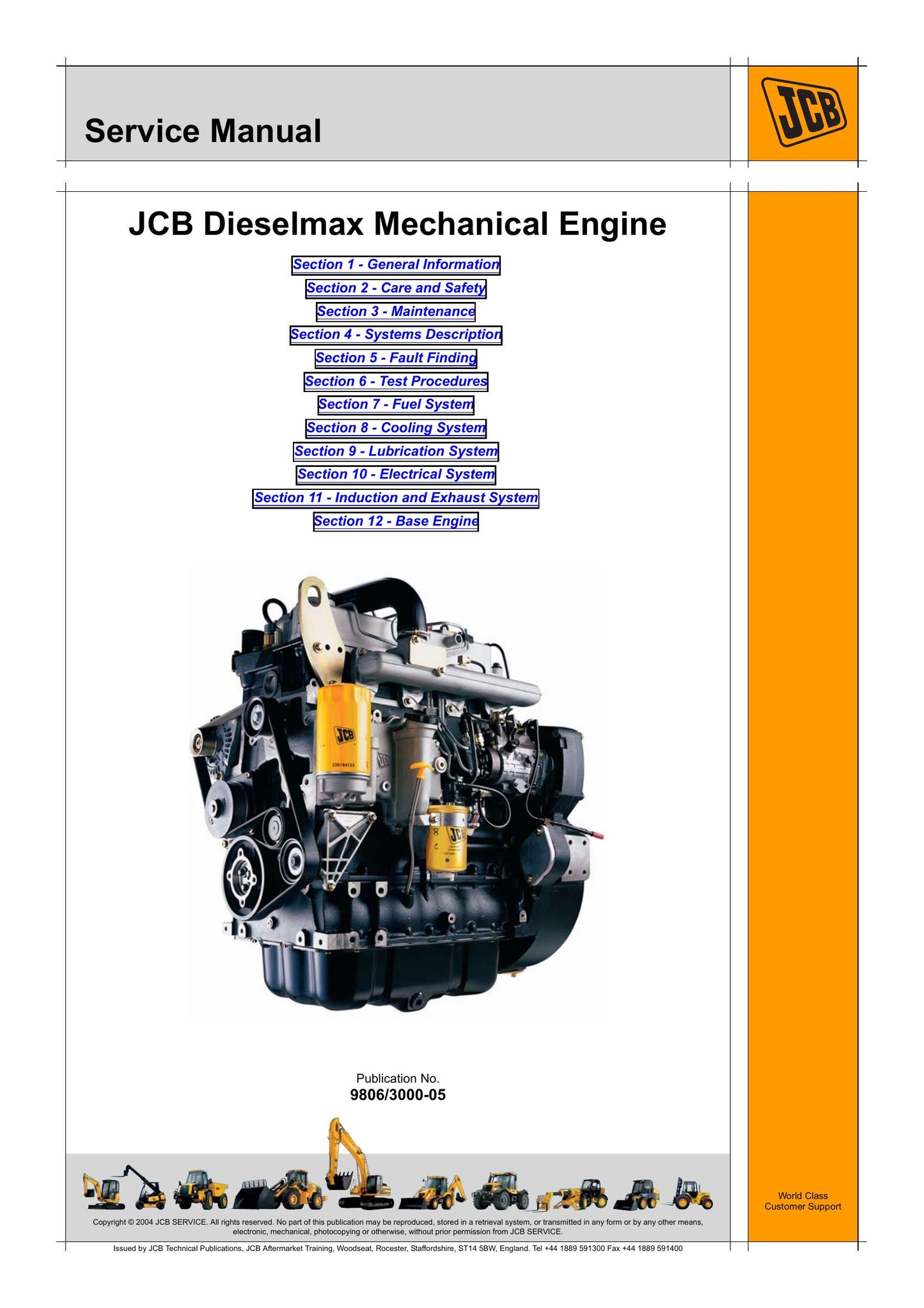 JCB Dieselmax Mechanical Engine Engine Factory Workshop Service Manual 9806/3000-05