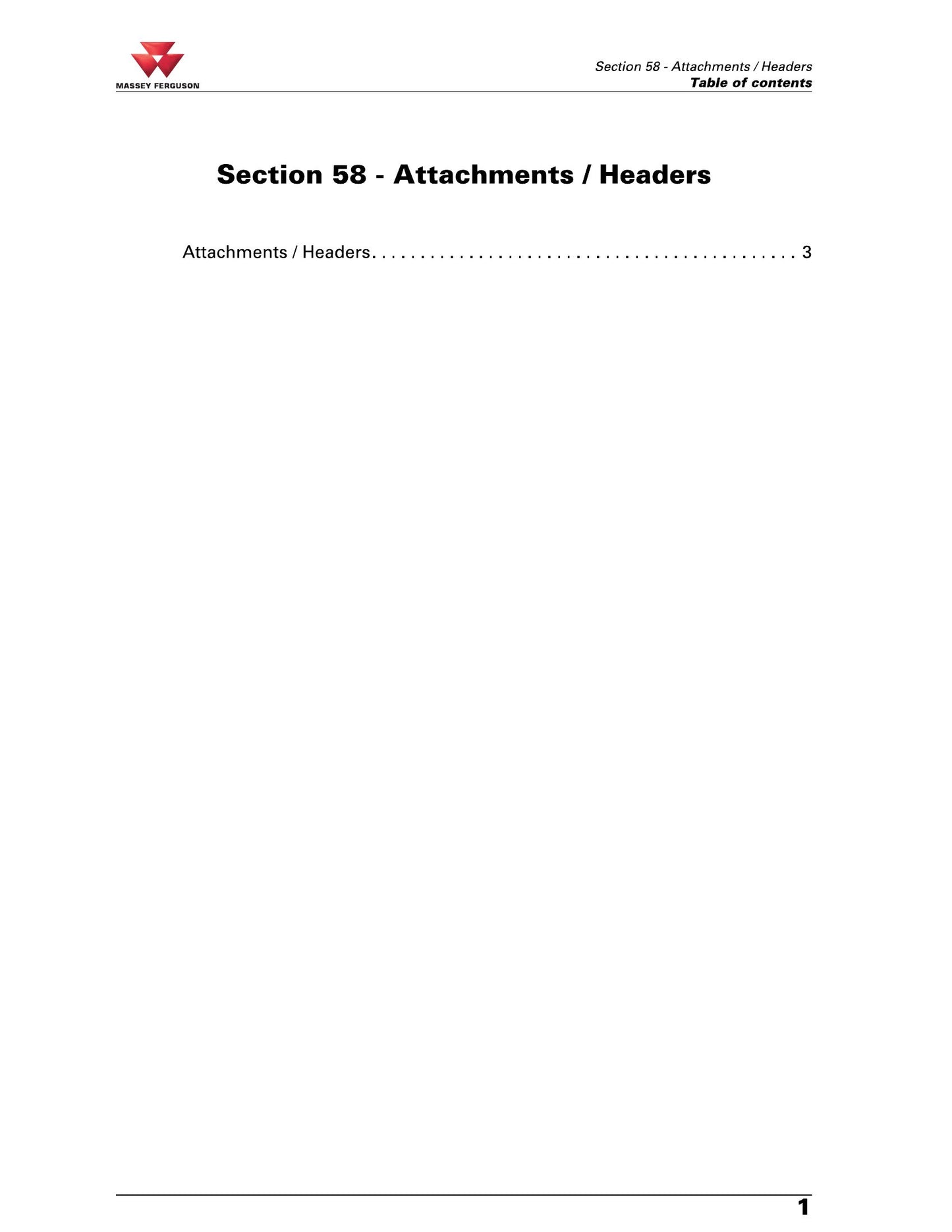 MASSEY FERGUSON Attachments / Headers Other Manual