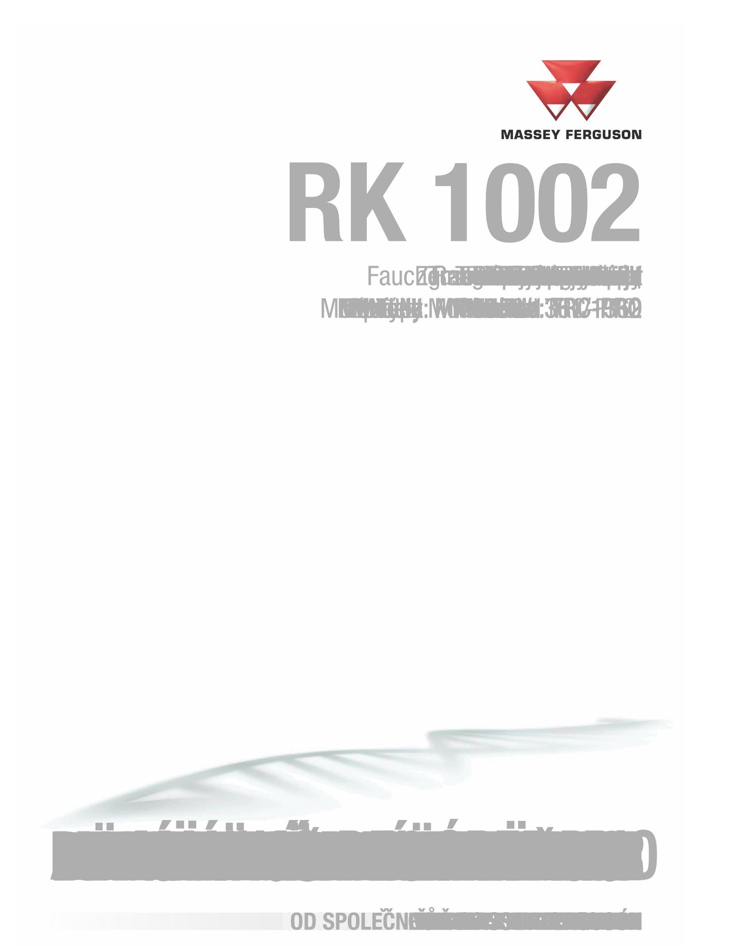 MASSEY FERGUSON RK 1002 Tractor Factory Workshop Operator Manual NV12236450