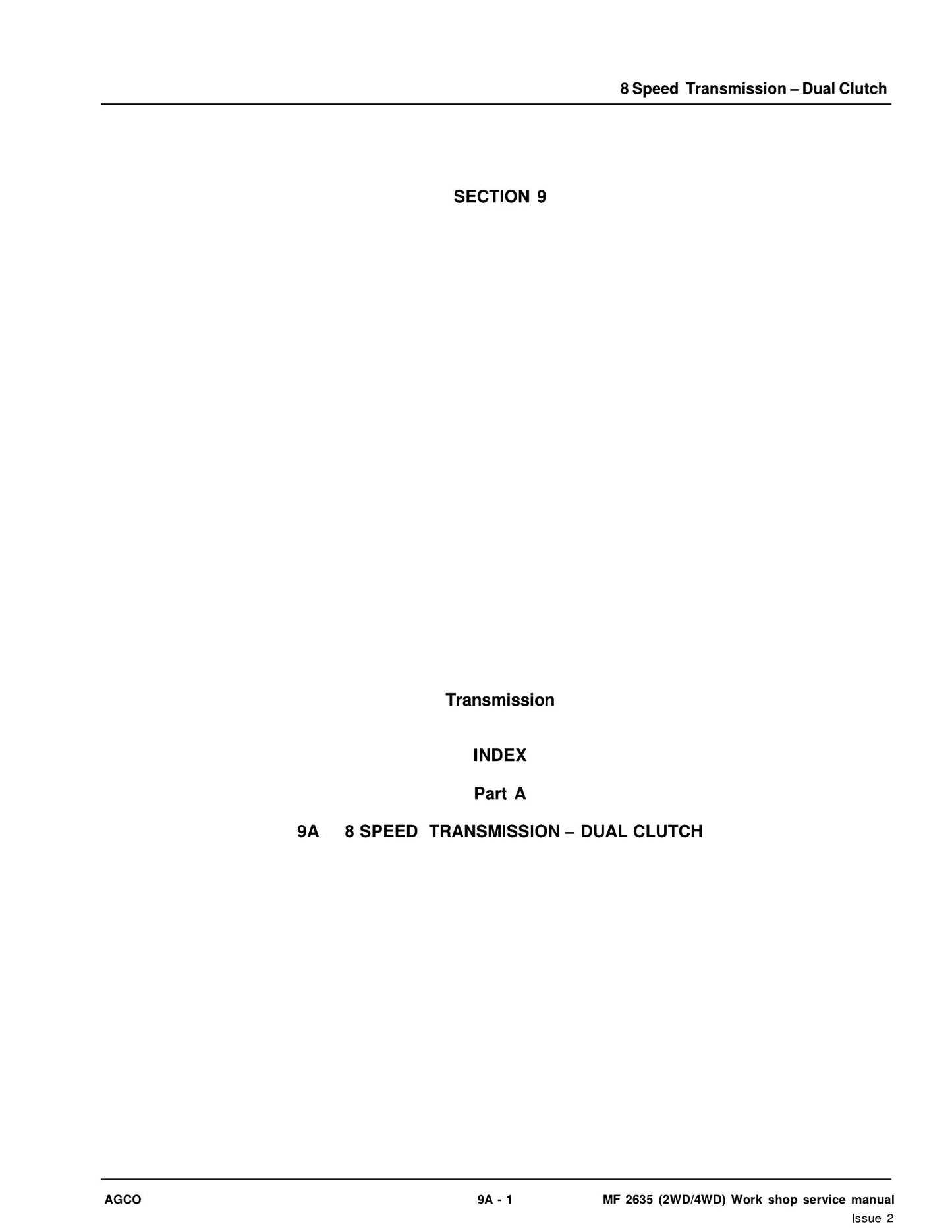 AGCO MF 2635 (2WD/4WD) Tractor Factory Workshop Service Manual Issue 2