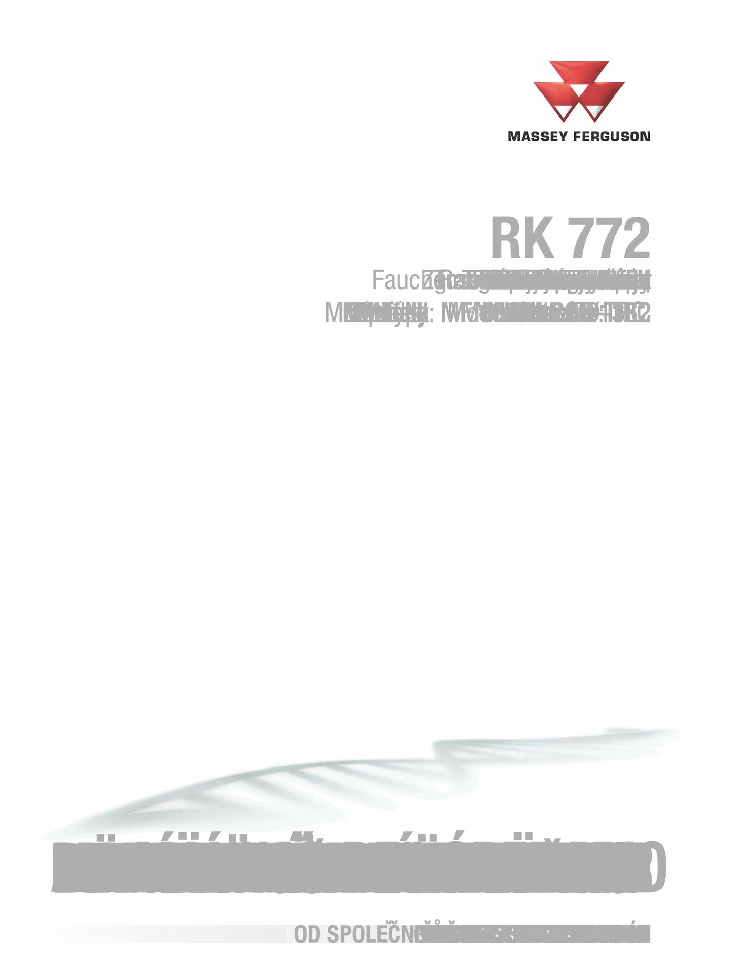 MASSEY FERGUSON RK 772 Tractor Factory Workshop Operator Manual