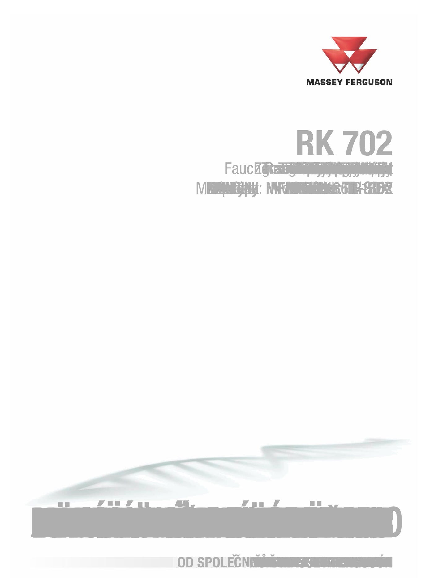 MASSEY FERGUSON RK 702 Mower Factory Workshop Operator Manual