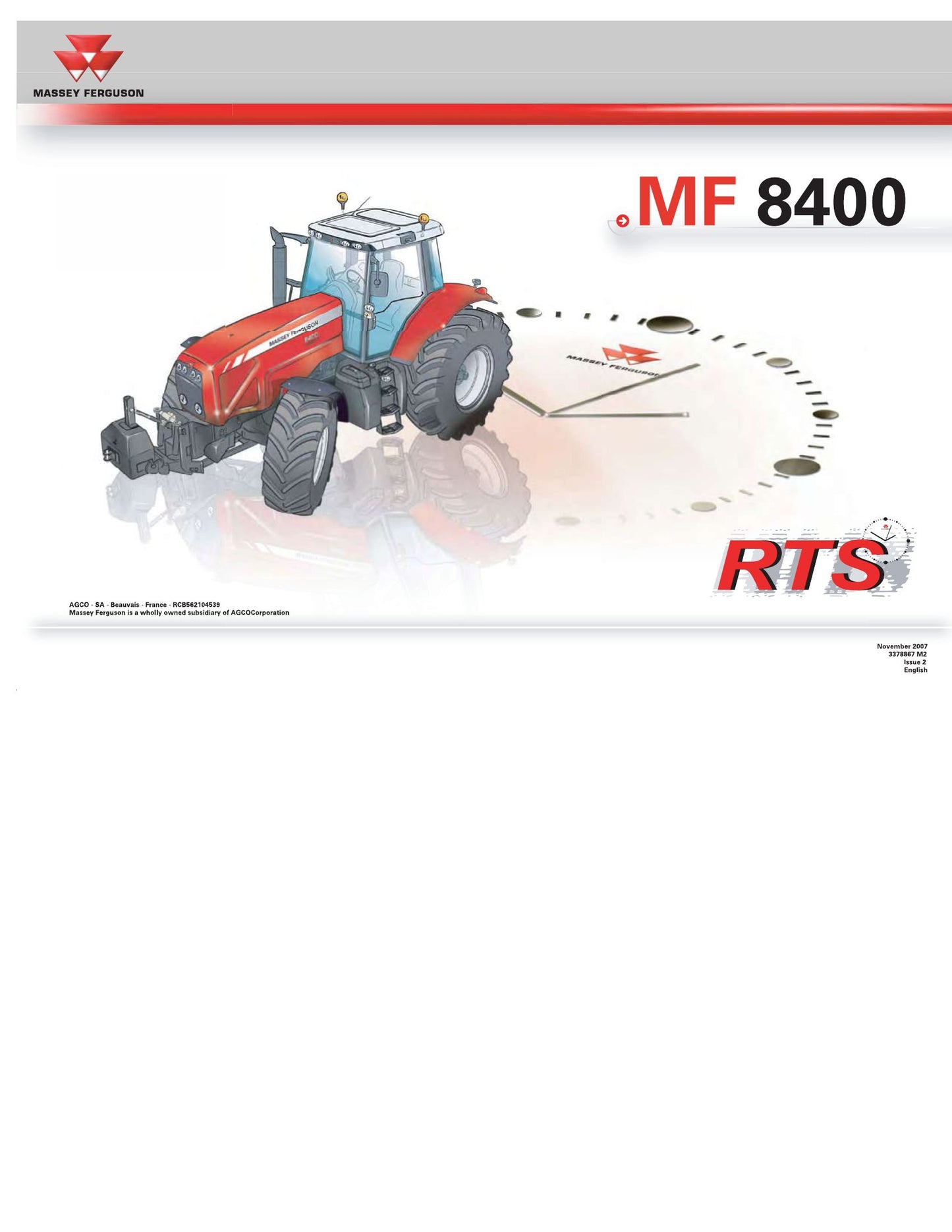 MASSEY FERGUSON MF 8400 Tractor Factory Workshop Service Manual