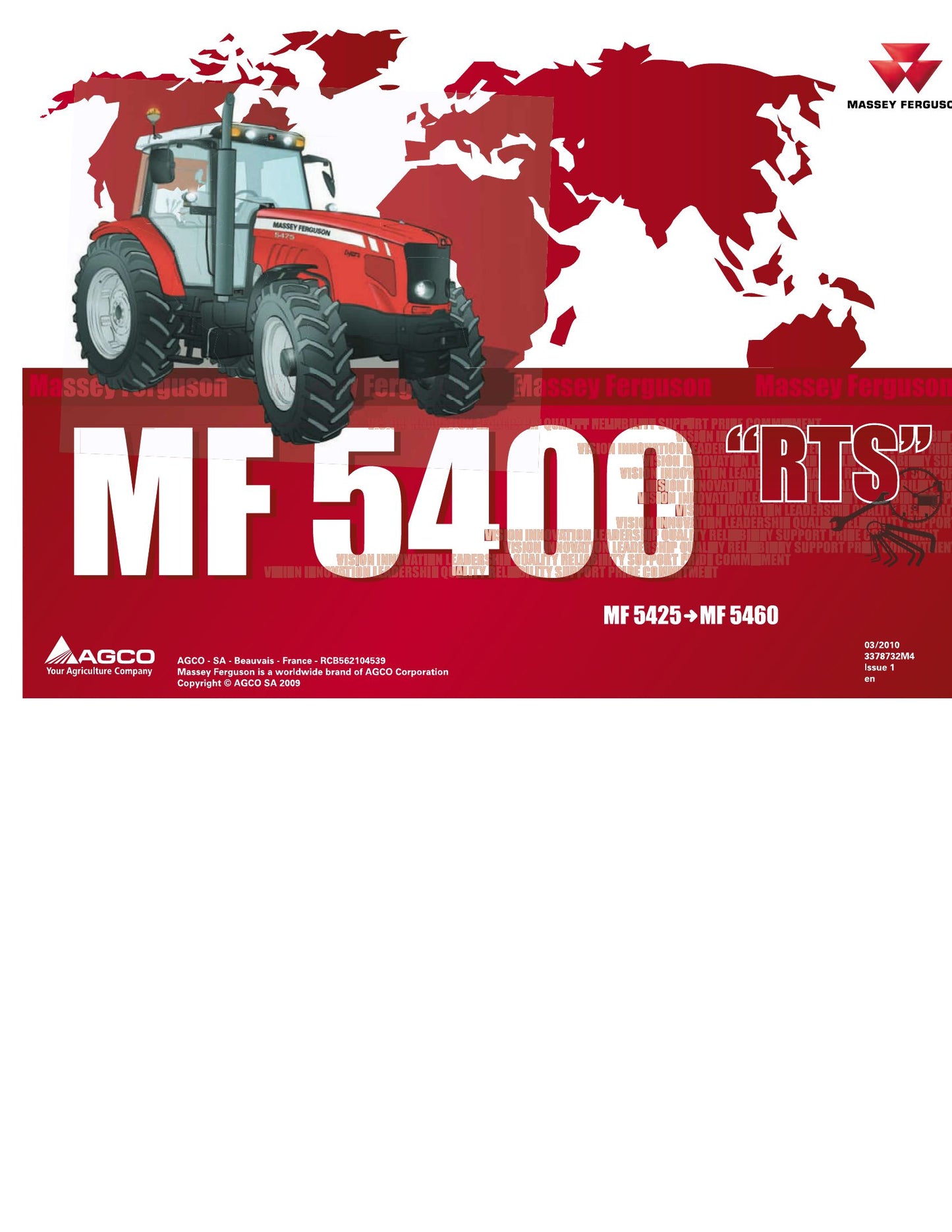 MASSEY FERGUSON MF 5400 Tractor Factory Workshop Parts Catalog MF 5425 MF 5460