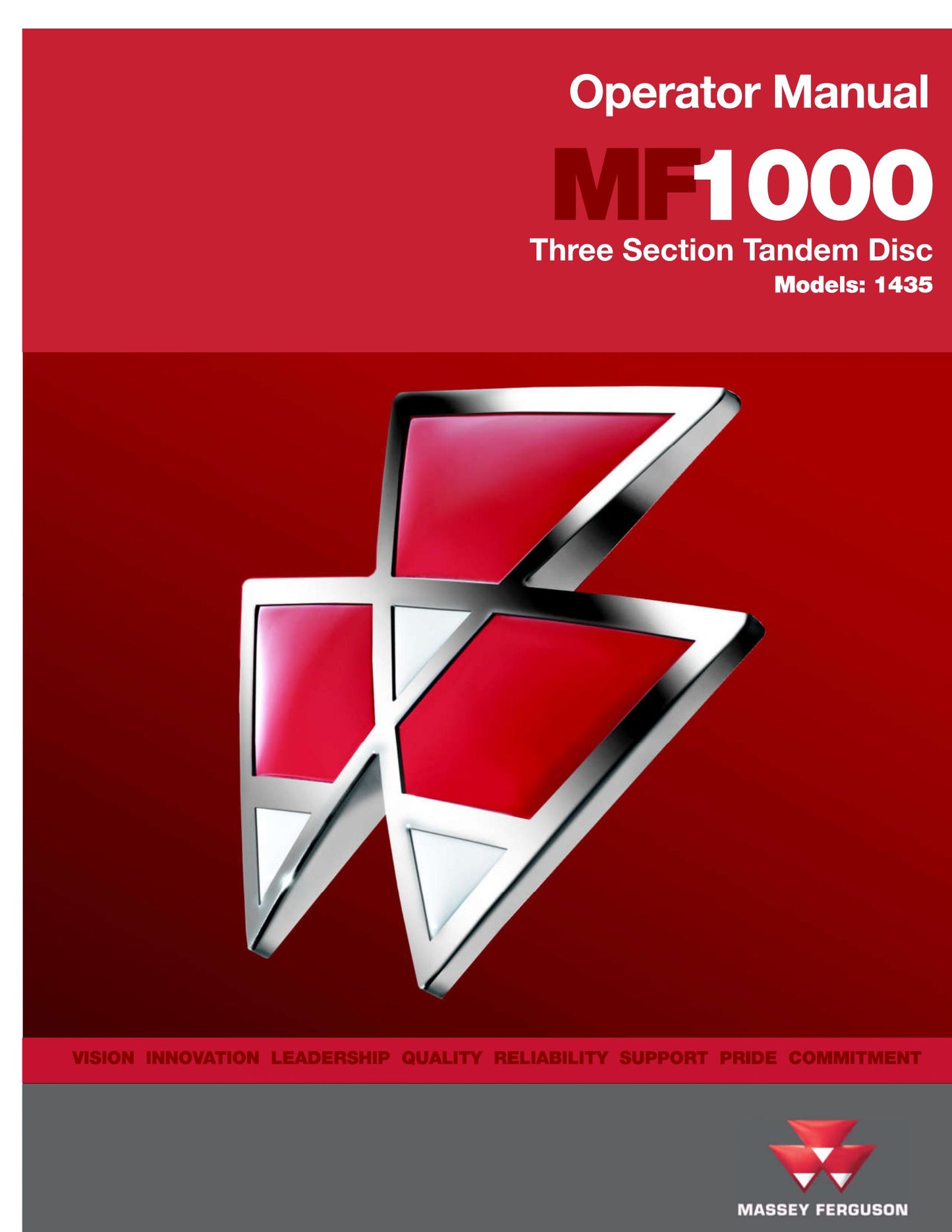 MASSEY FERGUSON MF1000 1435 Disc Harrow Factory Workshop Operator Manual (EN)