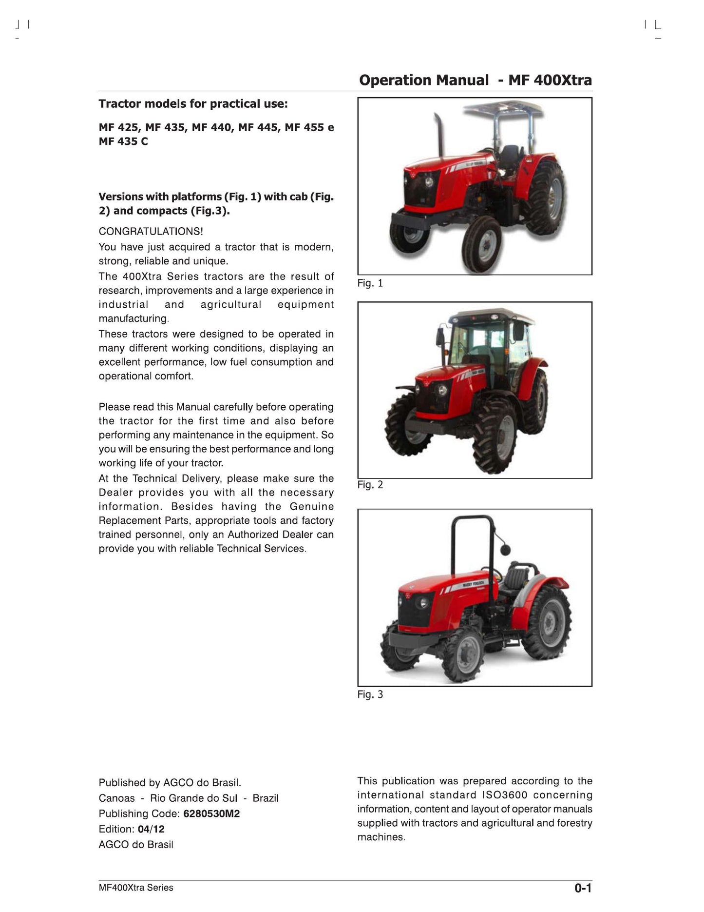 MASSEY FERGUSON MF 425 MF 435 MF 440 MF 445 MF 455 e MF 435 C Tractor Operation Manual