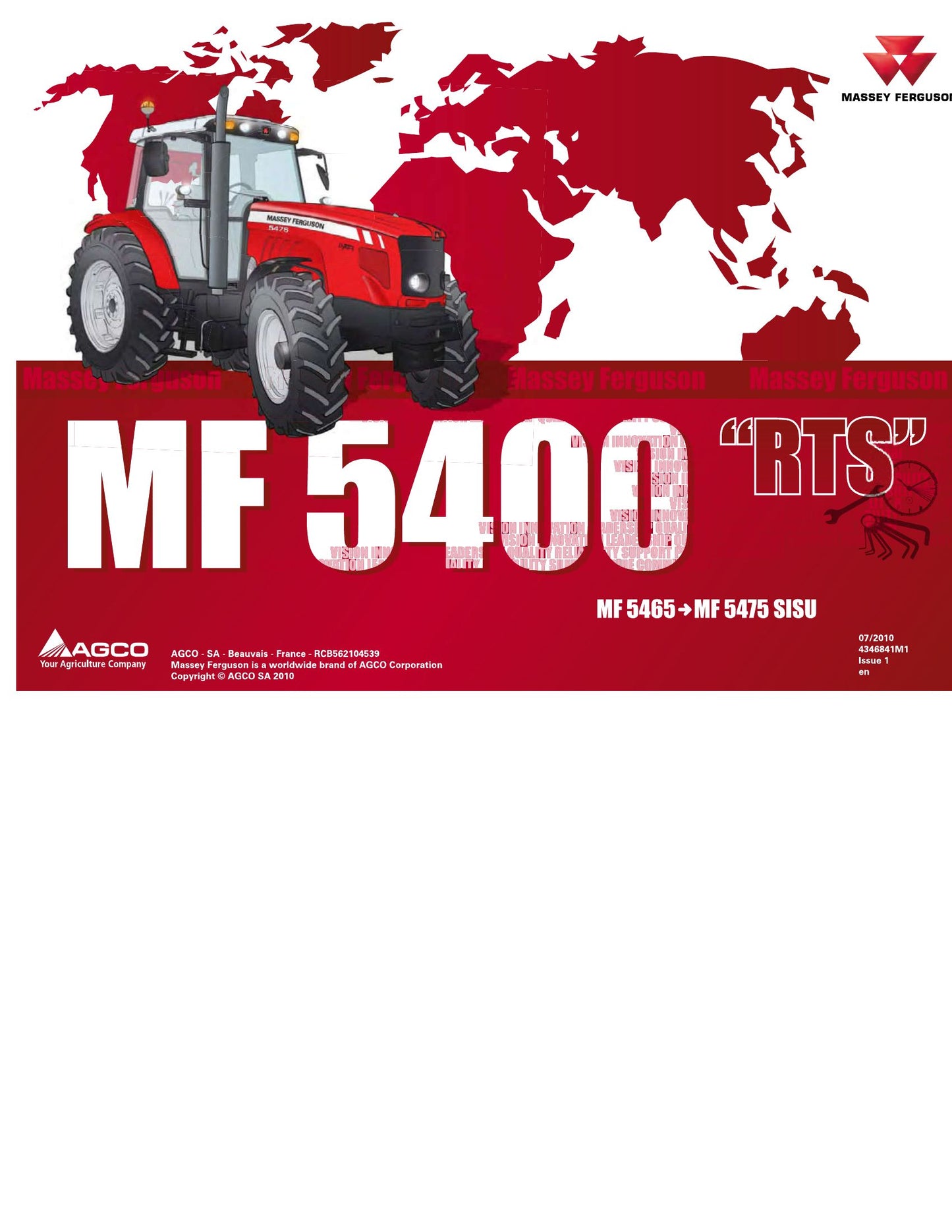 MASSEY FERGUSON MF 5400 MF 5465 MF 5475 Tractor Factory Workshop Parts Catalog 4366841M1