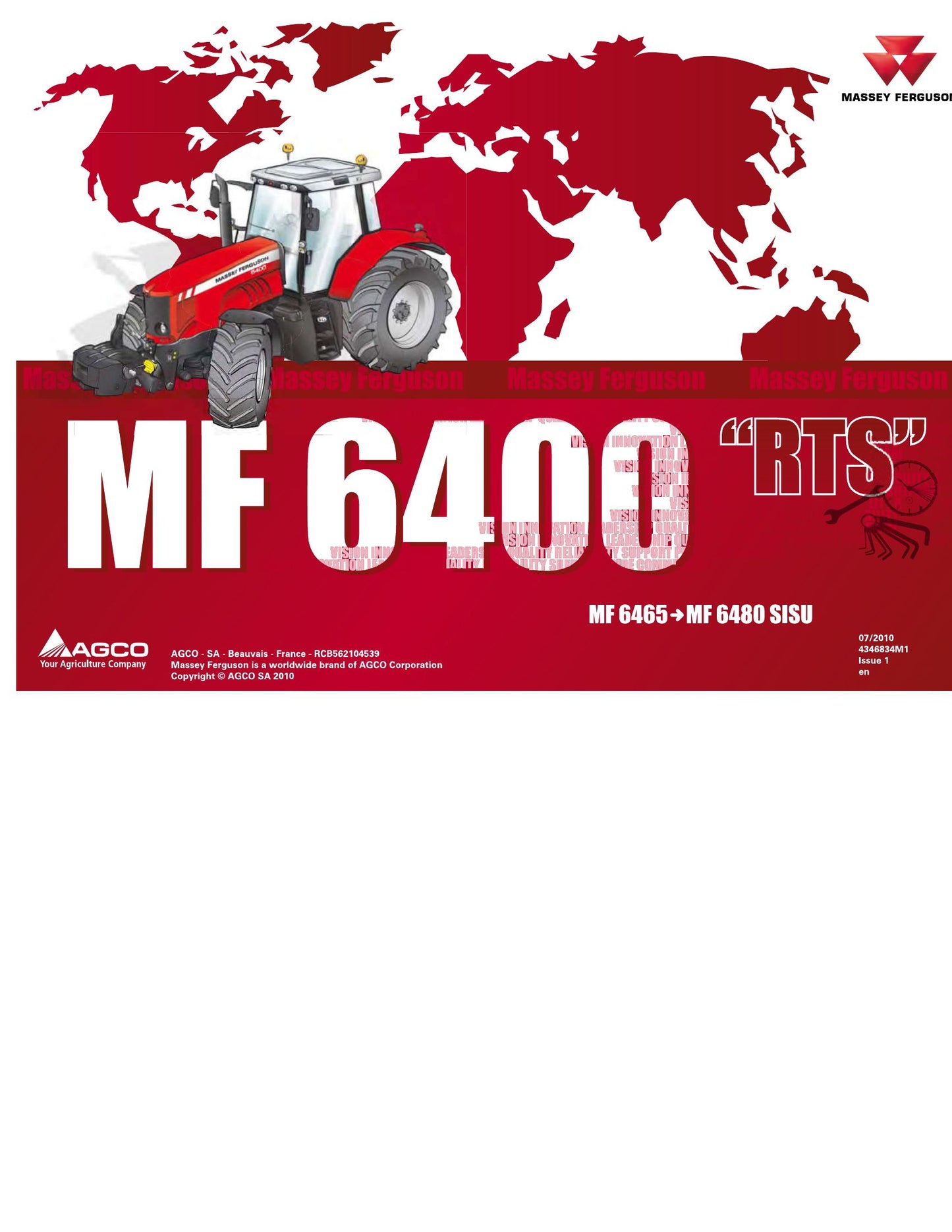 MASSEY FERGUSON MF 6400 MF 6465 MF 6480 Sisu Tractor Factory Workshop Parts Catalog