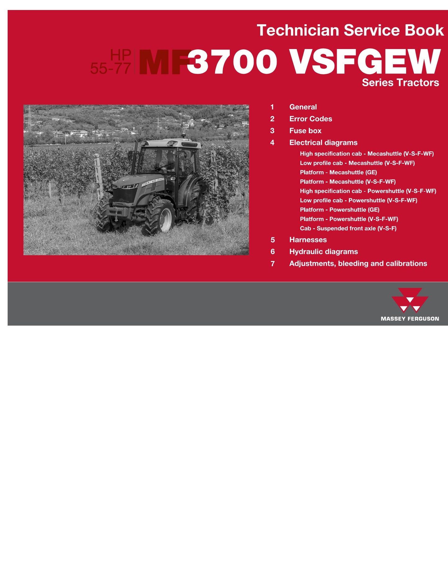 MASSEY FERGUSON MF3700 Tractor Factory Workshop Service Manual
