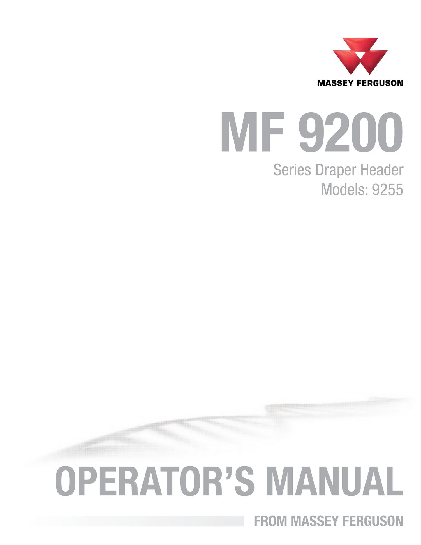MASSEY FERGUSON MF 9200 9255 Header Factory Workshop Operator Manual