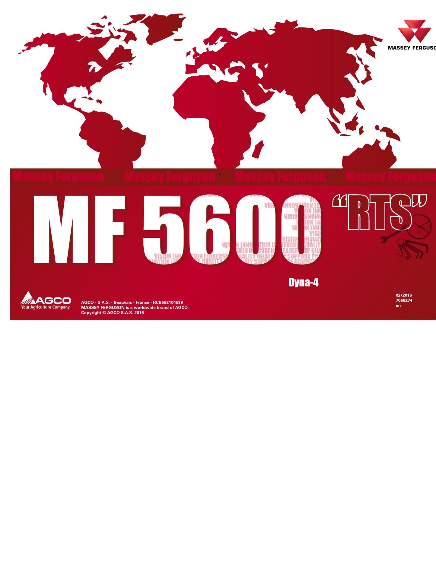 MASSEY FERGUSON MF 5600 Tractor Factory Workshop Operator Manual 7660274