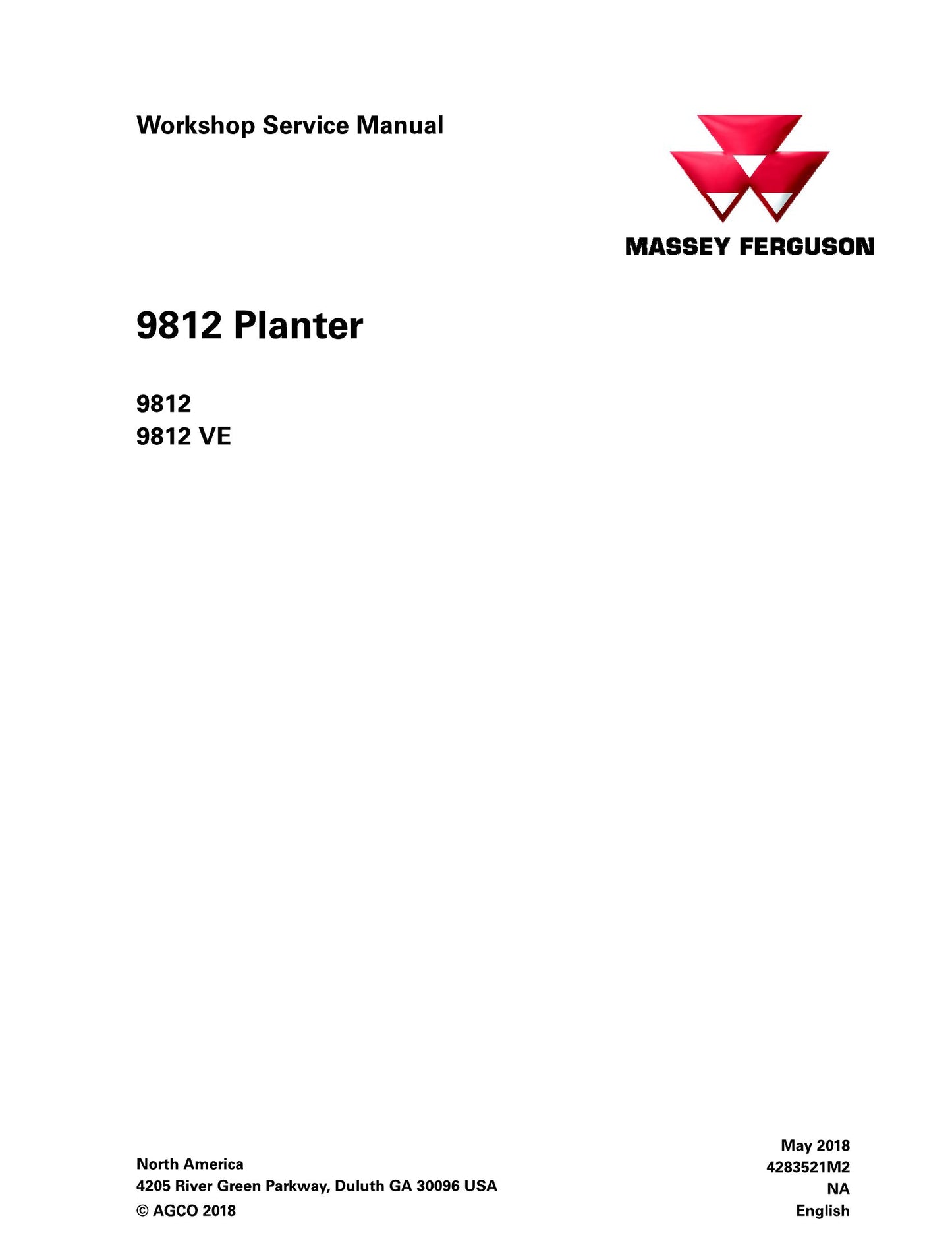 MASSEY FERGUSON 9812 9812VE Planter Workshop Factory Workshop Service Manual