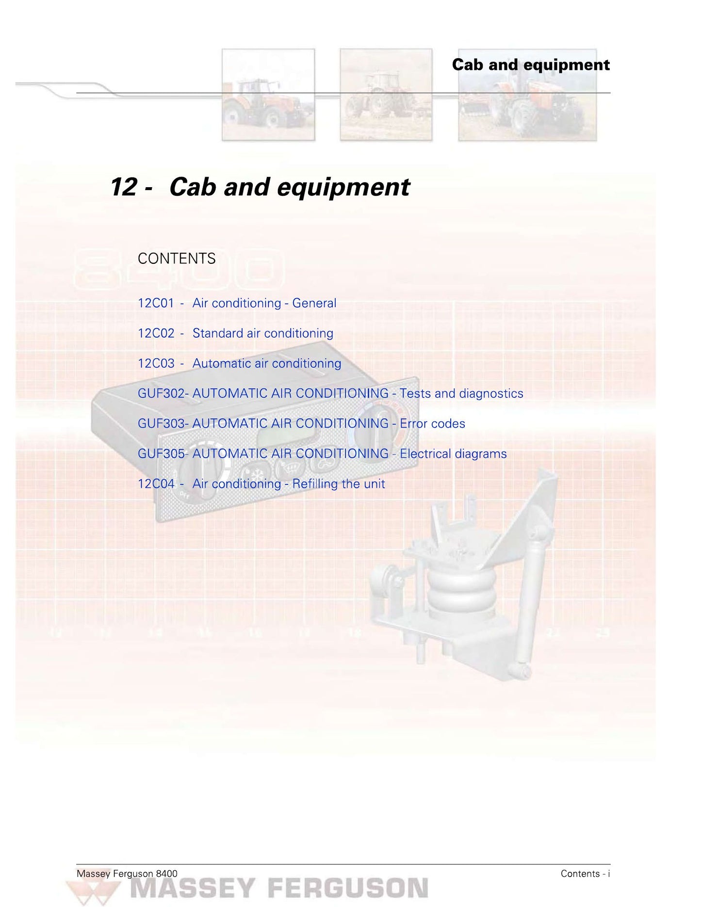 MASSEY FERGUSON 8400 Tractor Factory Workshop Service Manual