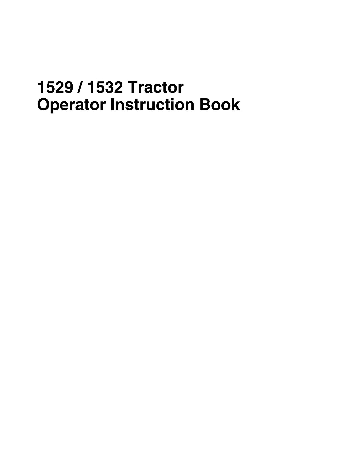 MASSEY FERGUSON 1529 1532 Tractor Operator Instruction Book