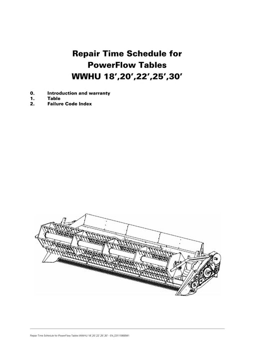 AGCO WWHU 18 20 22 25 30 PowerFlow Tables Header Repair Time Schedule EN_D3115900M1