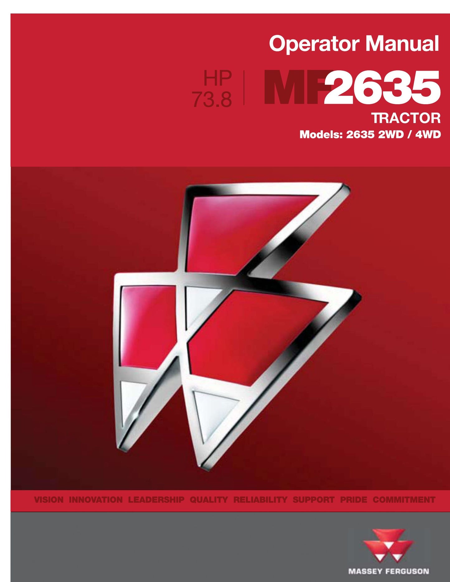 MASSEY FERGUSON 2635 Tractor Factory Workshop Operator Manual (EN)