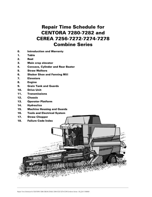 AGCO CENTORA 7280 7282 CEREA 7256 7272 7274 7278 Combine Series Repair Time Schedule EN_D3111900M1