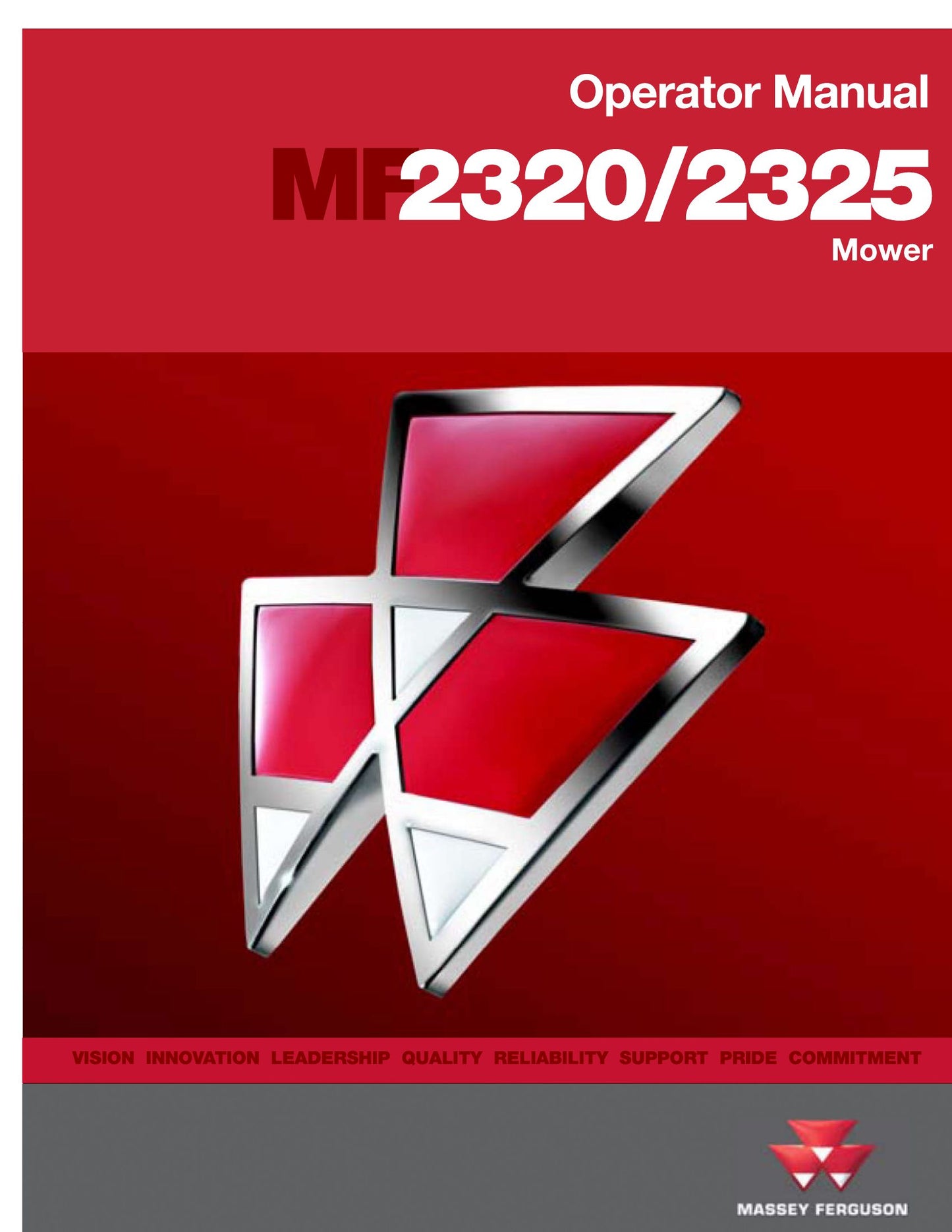 MASSEY FERGUSON MF2320 MF2325 Mower Factory Workshop Operator Manual (EN)