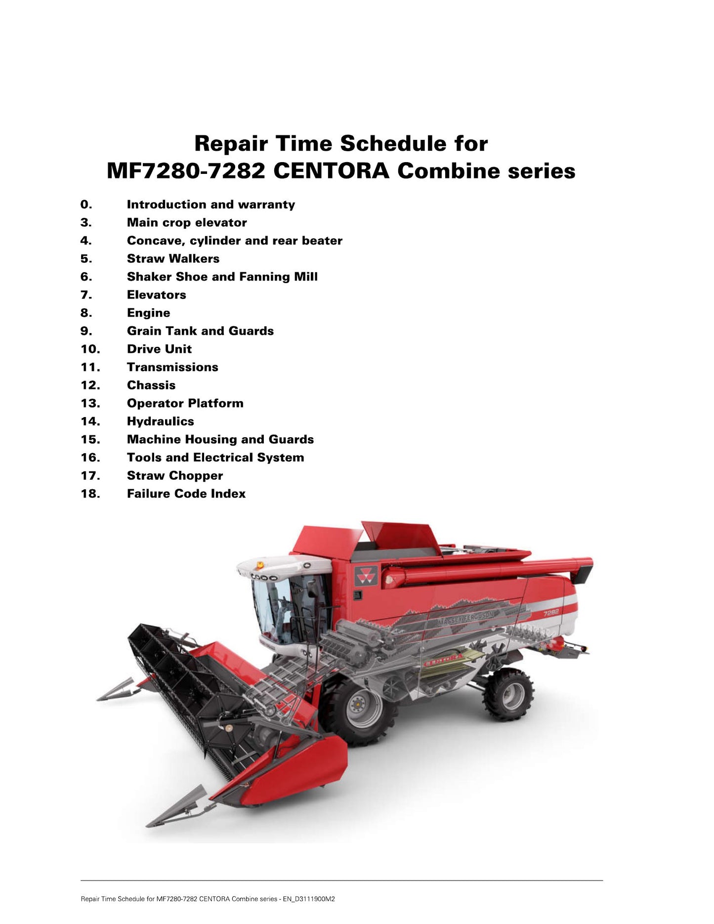 MASSEY FERGUSON MF7280 MF7282 Combine Repair Time Schedule EN_D3111900M2