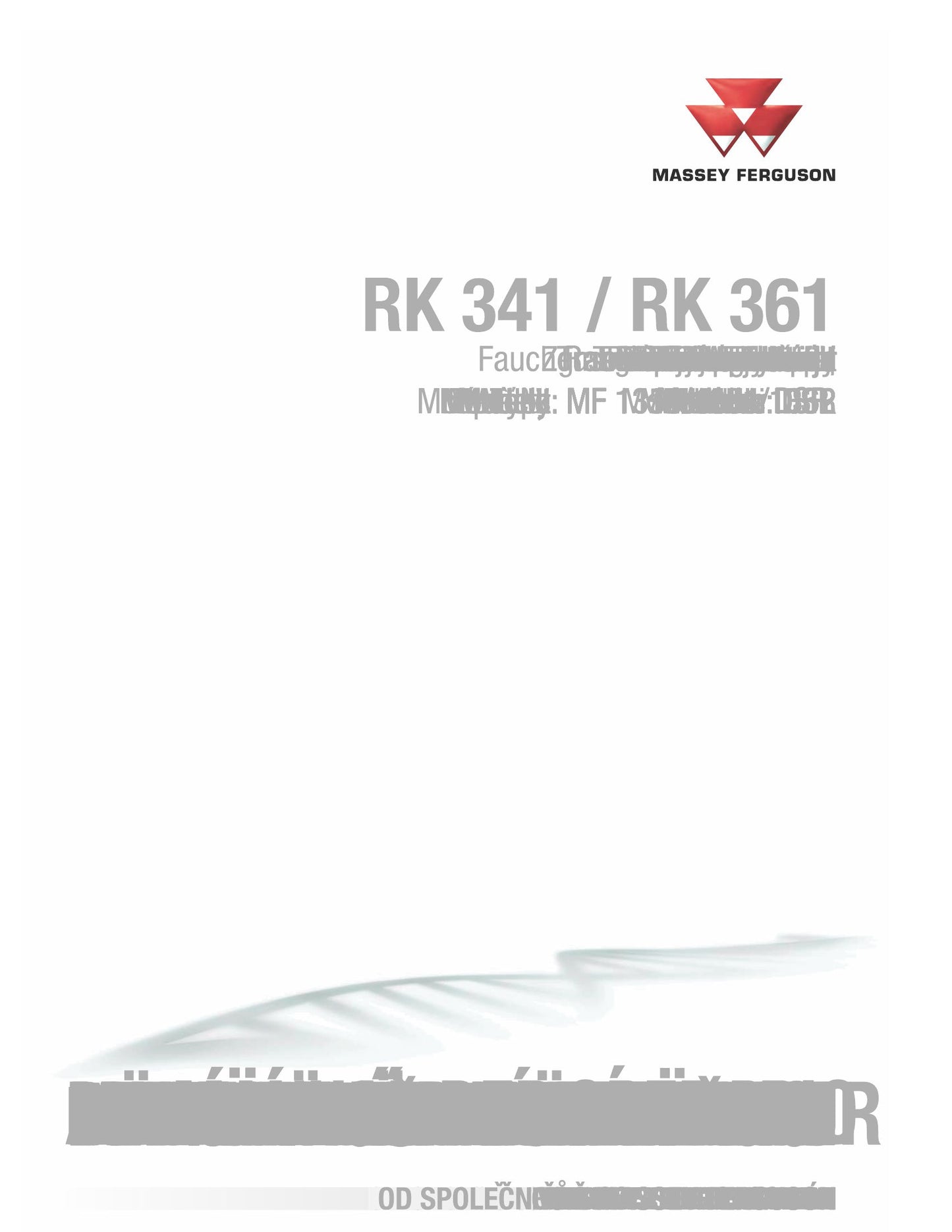 MASSEY FERGUSON RK 341 RK 361 Tractor Factory Workshop Operator Manual