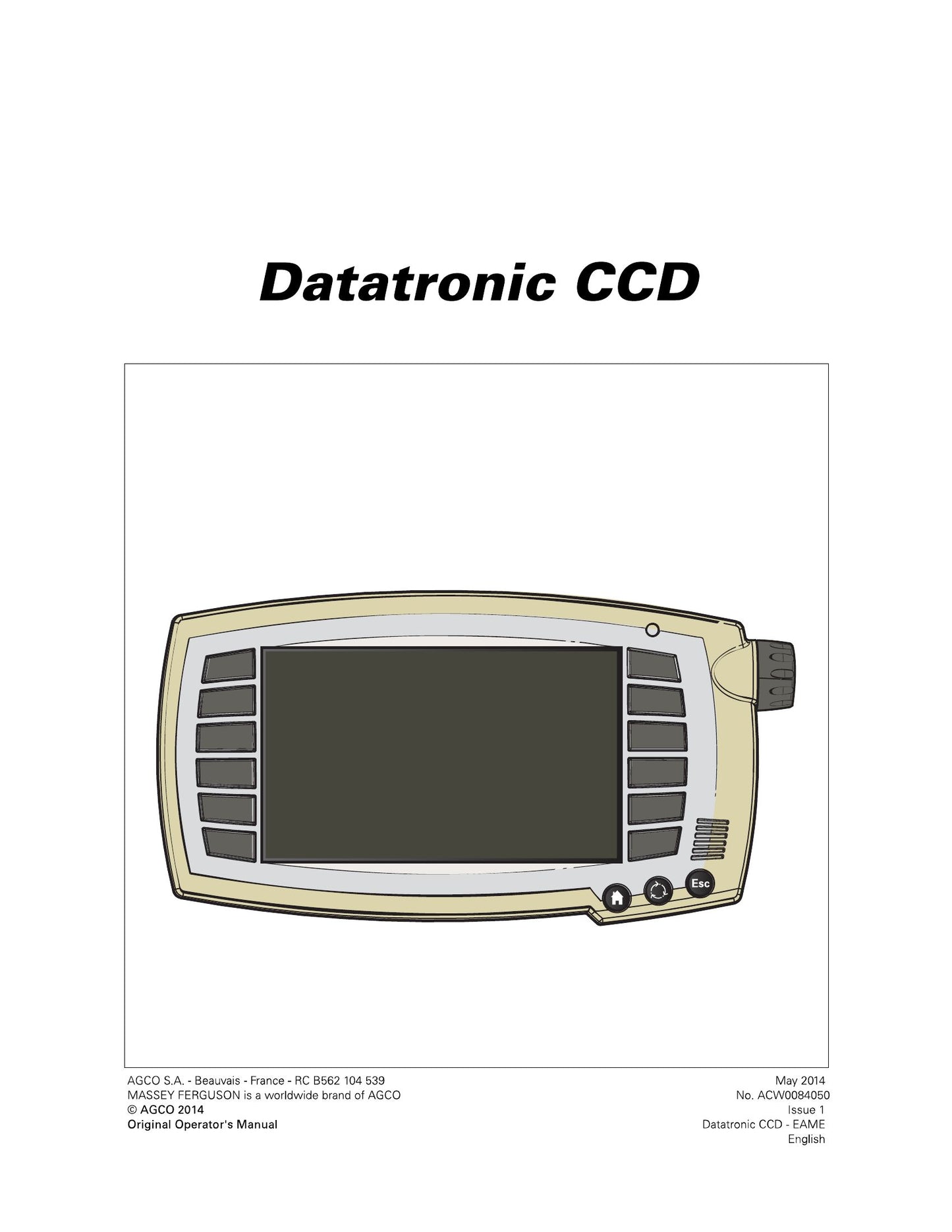 MASSEY FERGUSON Datatronic CCD Tractor Factory Workshop Operator Manual ACW0084050