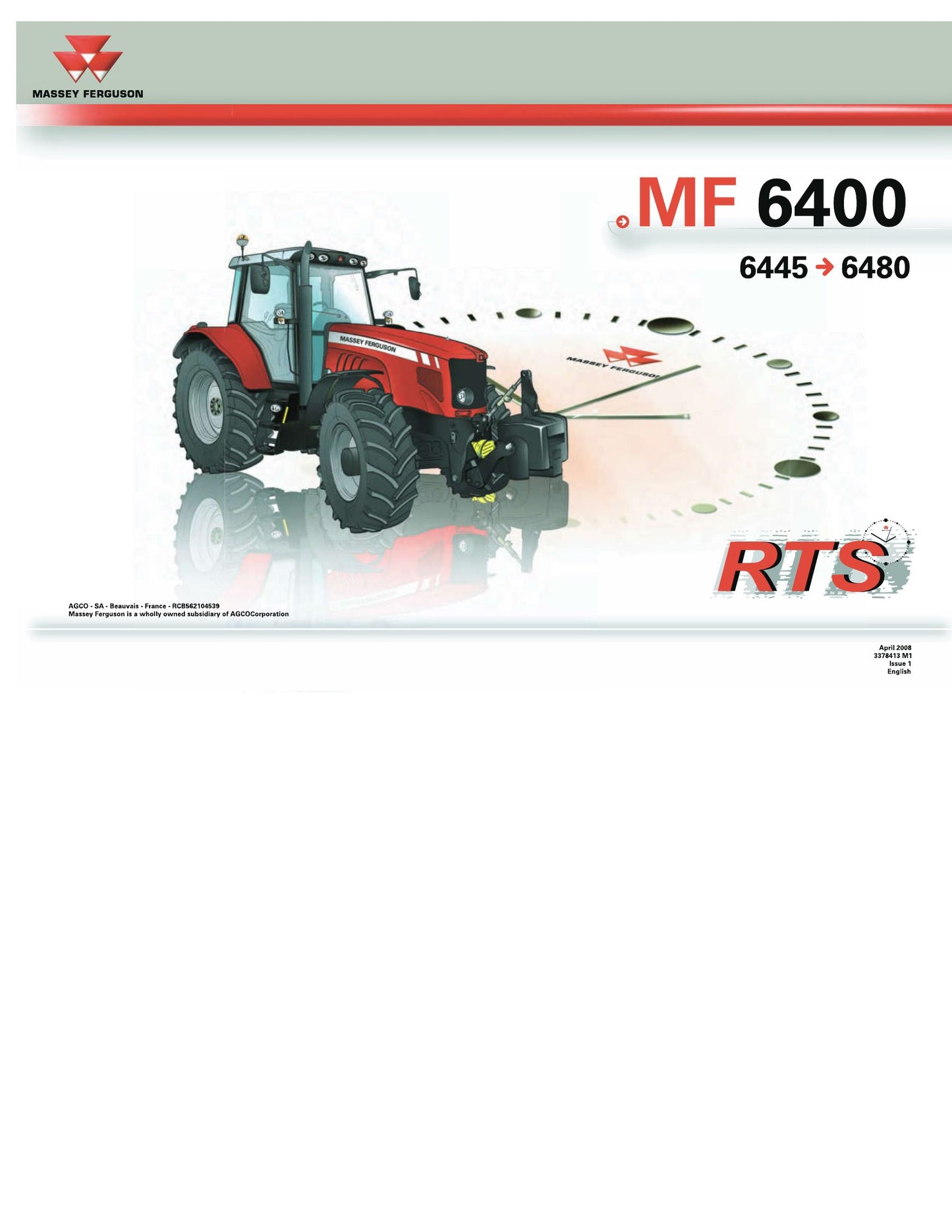 MASSEY FERGUSON MF 6400 Tractor Factory Workshop Parts Catalog