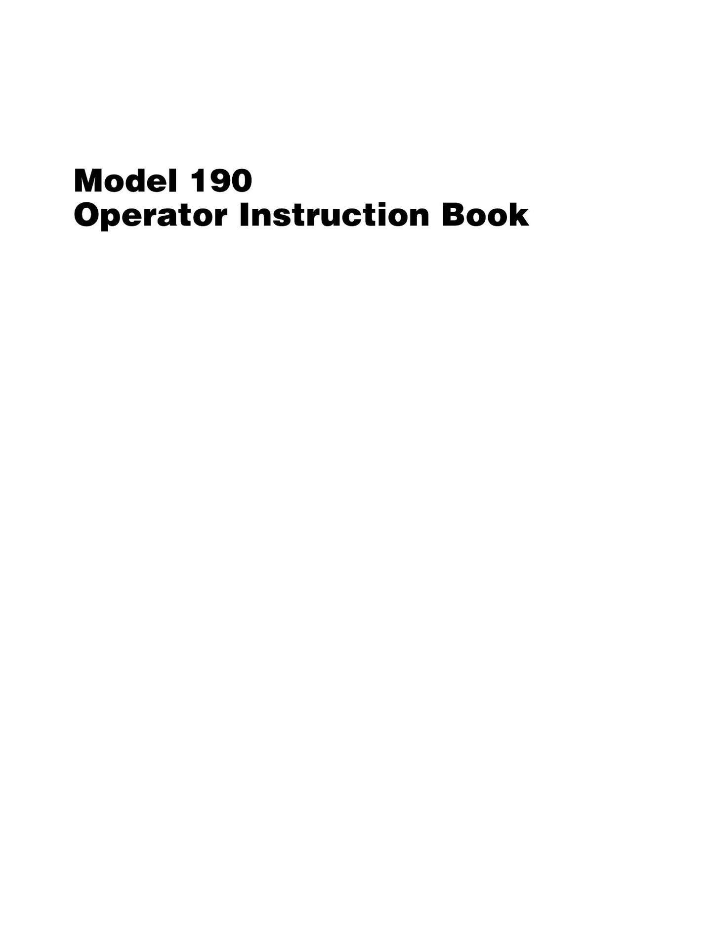 MASSEY FERGUSON 190 Tractor Factory Workshop Operator Manual