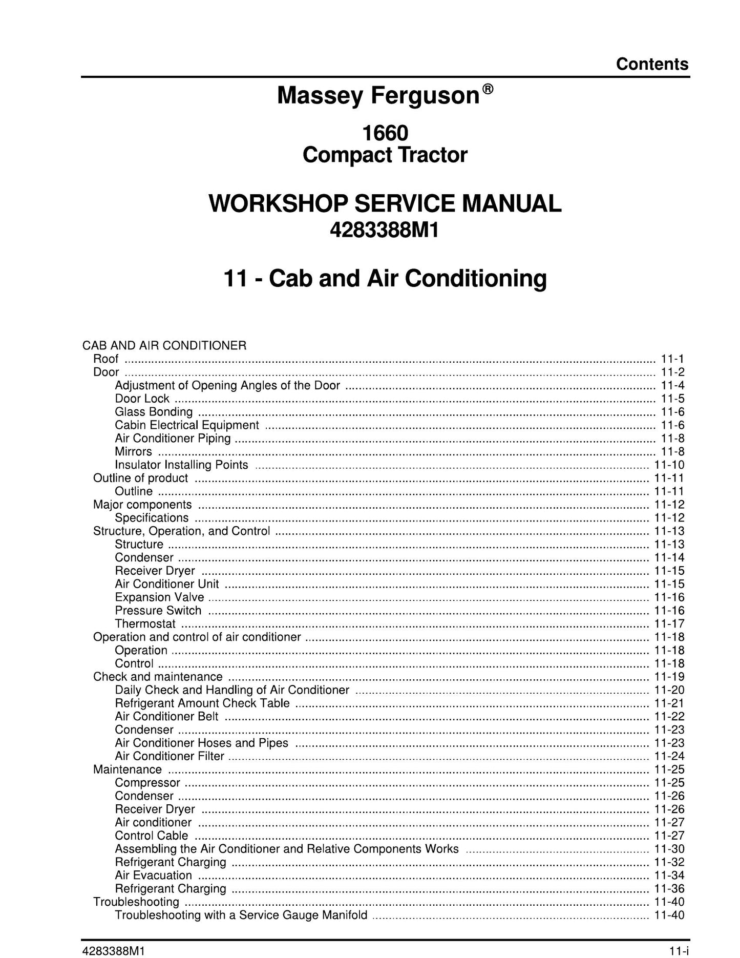 Massey Ferguson 1660 Compact Tractor Workshop Factory Workshop Service Manual 4283388M1