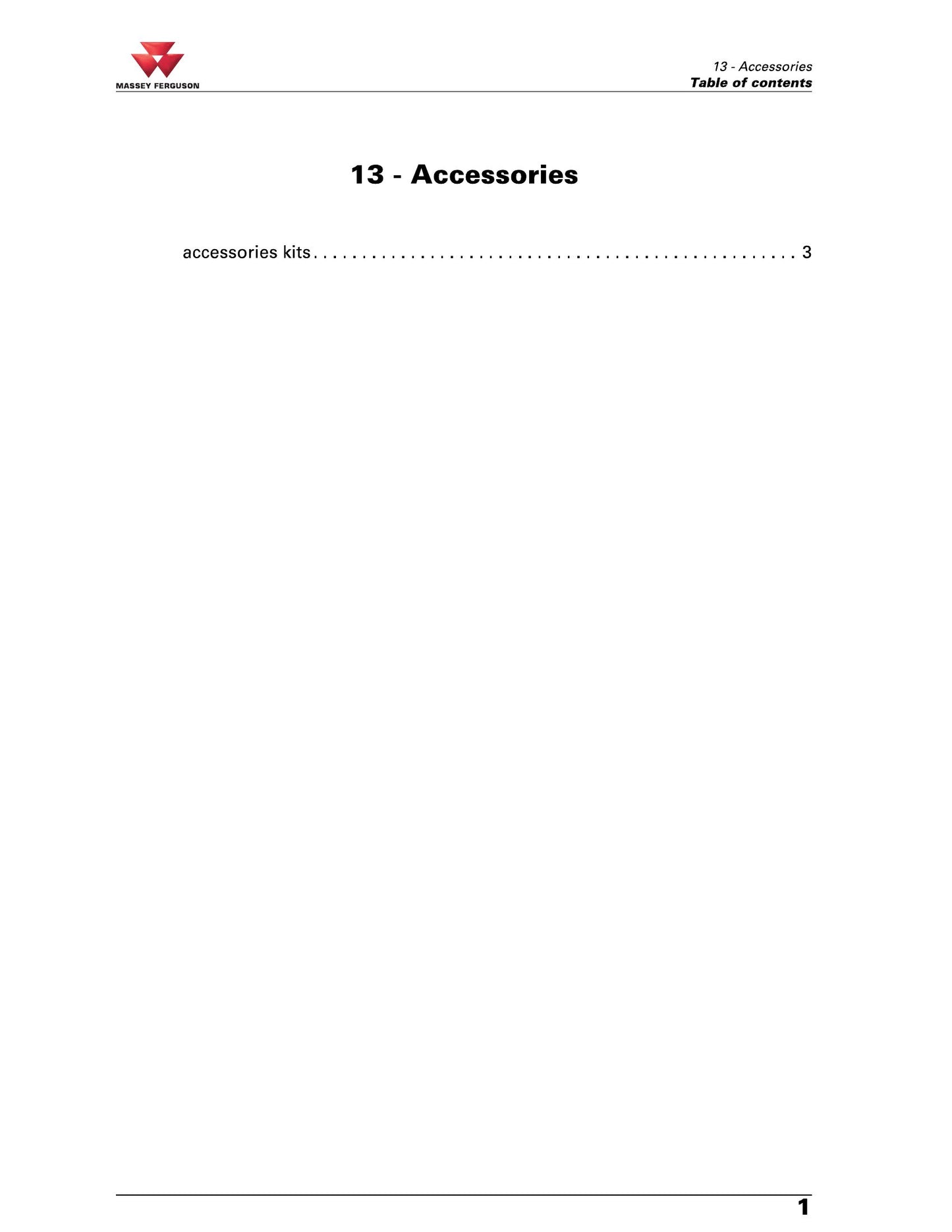 MASSEY FERGUSON Accessories Tractors Factory Workshop Parts Catalog
