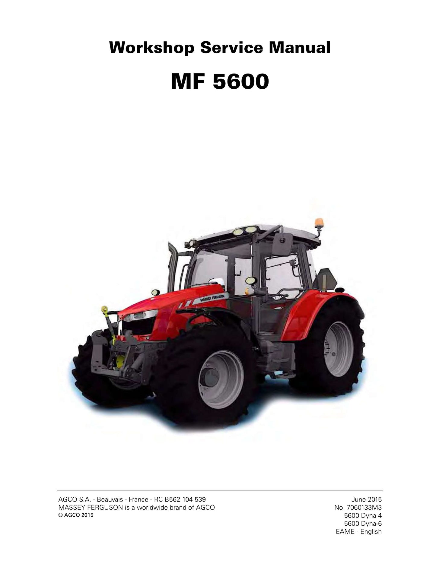 MASSEY FERGUSON MF 5600 Tractor Factory Workshop Service Manual 7000/33M3