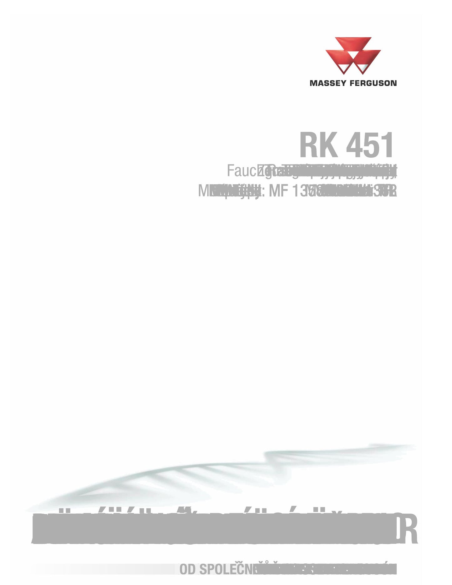 Massey Ferguson RK 451 Tractor Factory Workshop Operator Manual