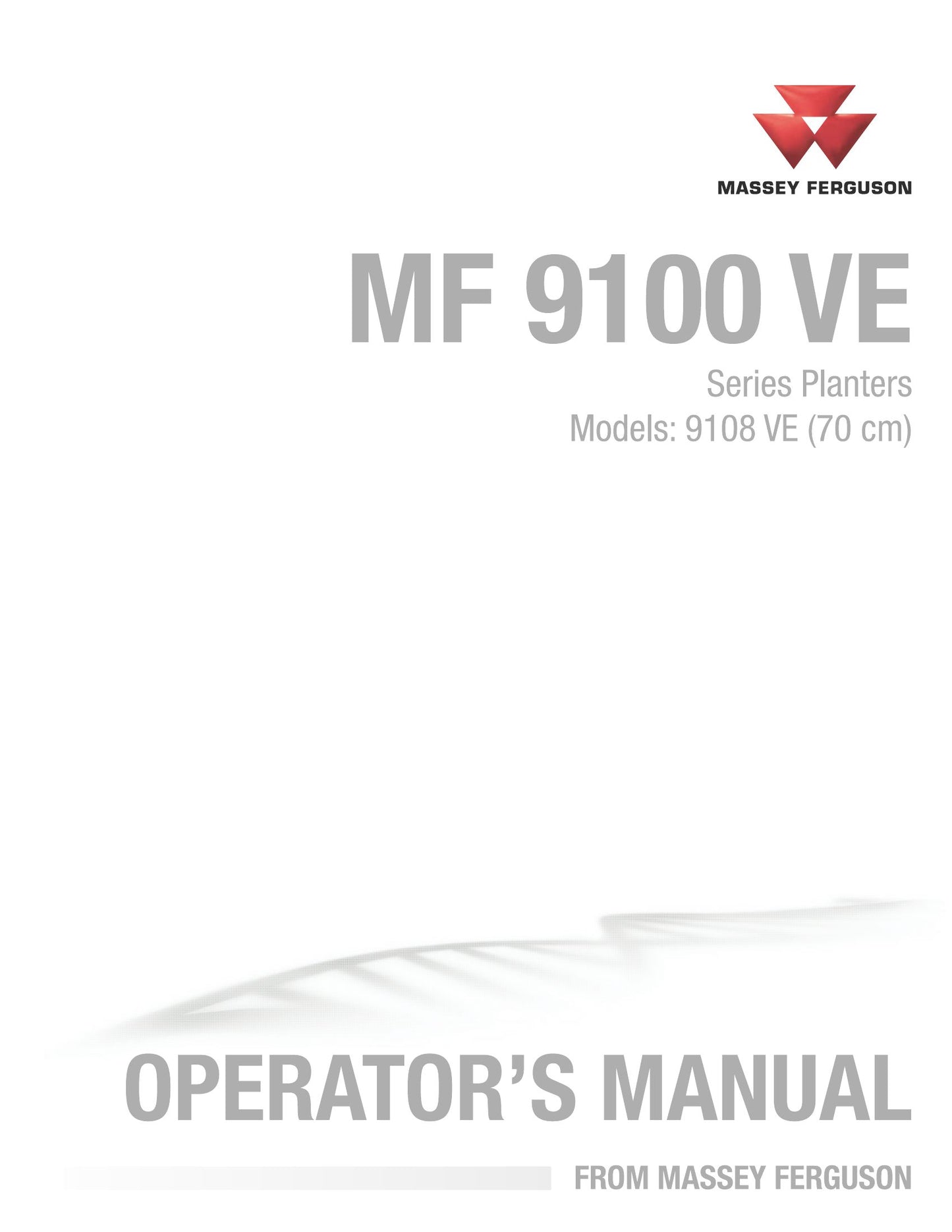 MASSEY FERGUSON MF 9100 VE Planter Factory Workshop Operator Manual