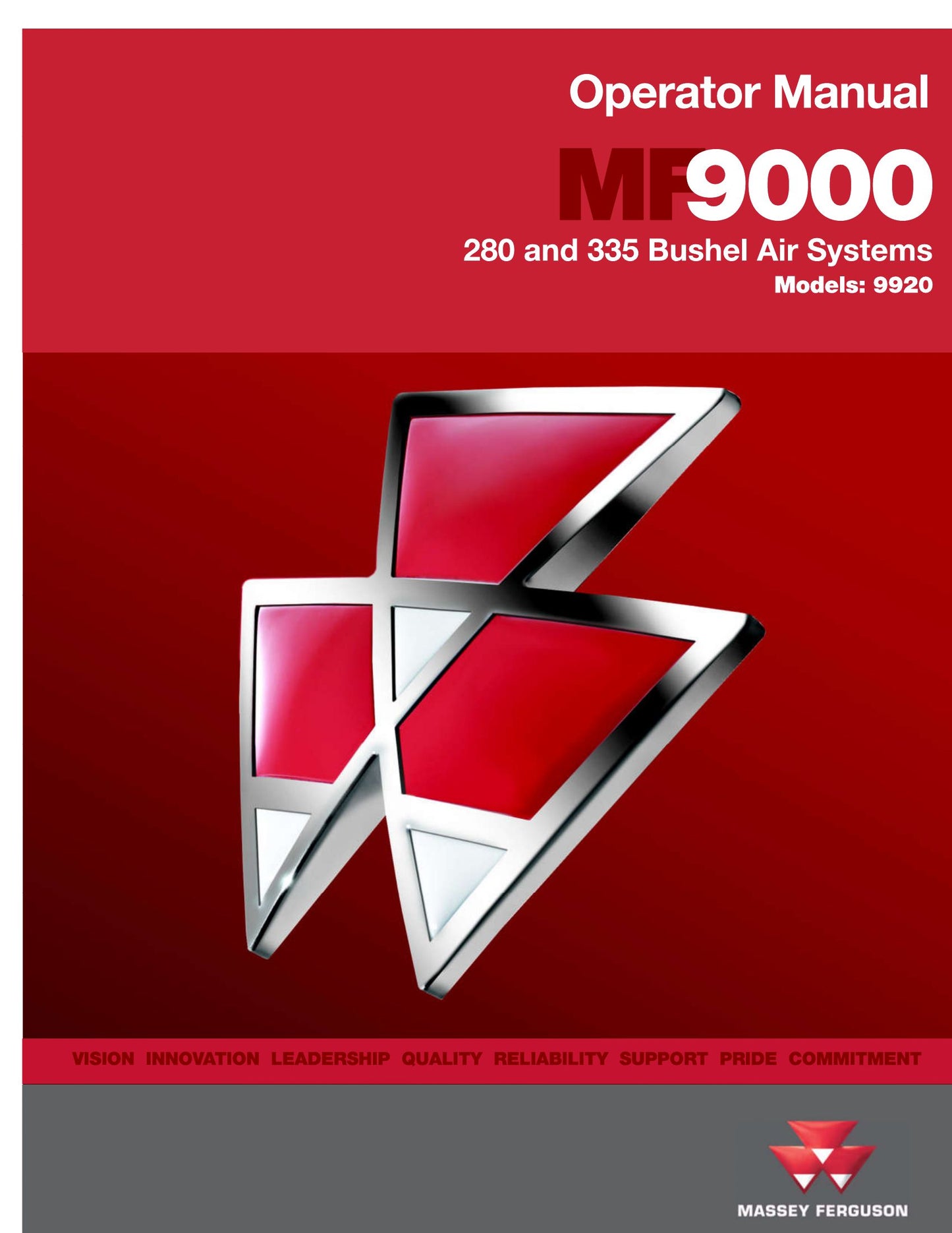MASSEY FERGUSON MF9000 9920 Air System Factory Workshop Operator Manual