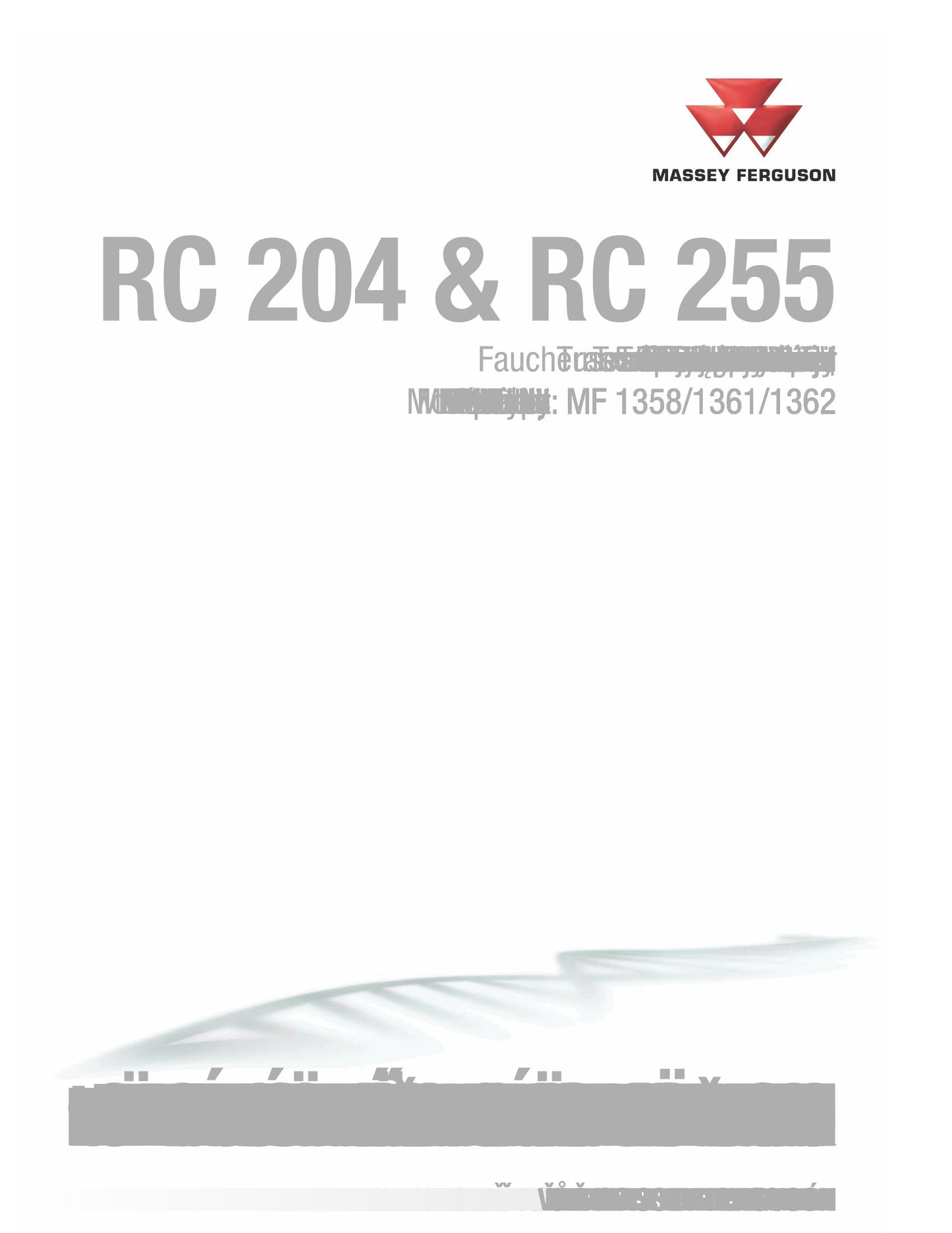 MASSEY FERGUSON RC204 RC255 Sprayer Factory Workshop Operator Manual MF1358 MF1361 MF1362