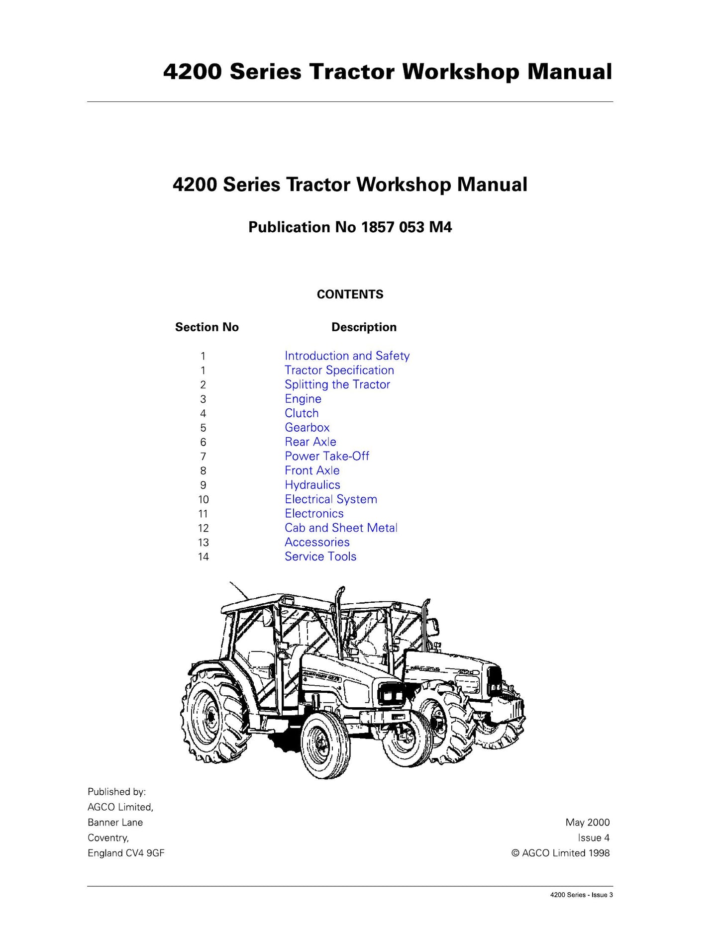 AGCO 4200 Series Tractor Workshop Manual 1857 053 M4