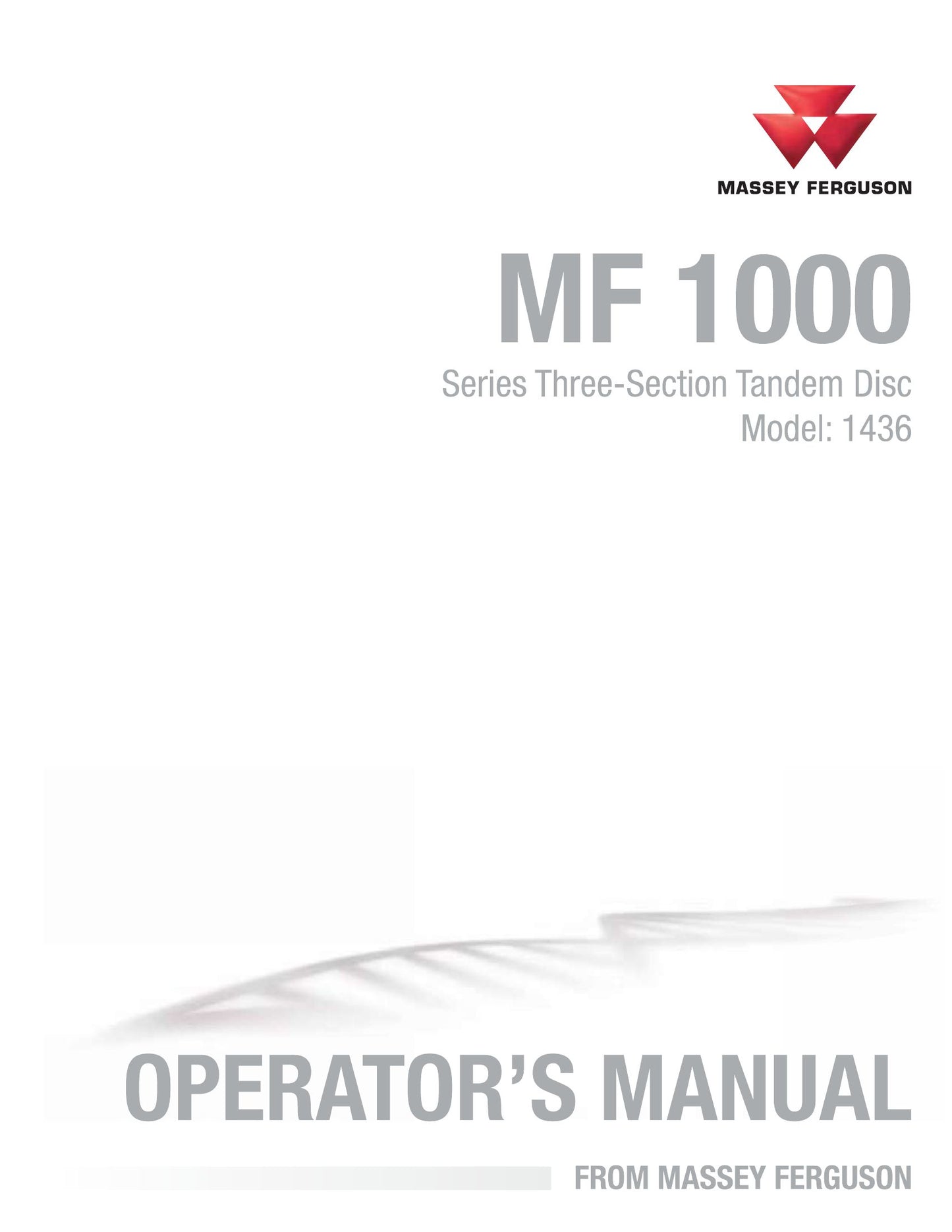 MASSEY FERGUSON MF 1000 Series Three-Section Tandem Disc Factory Workshop Operator Manual