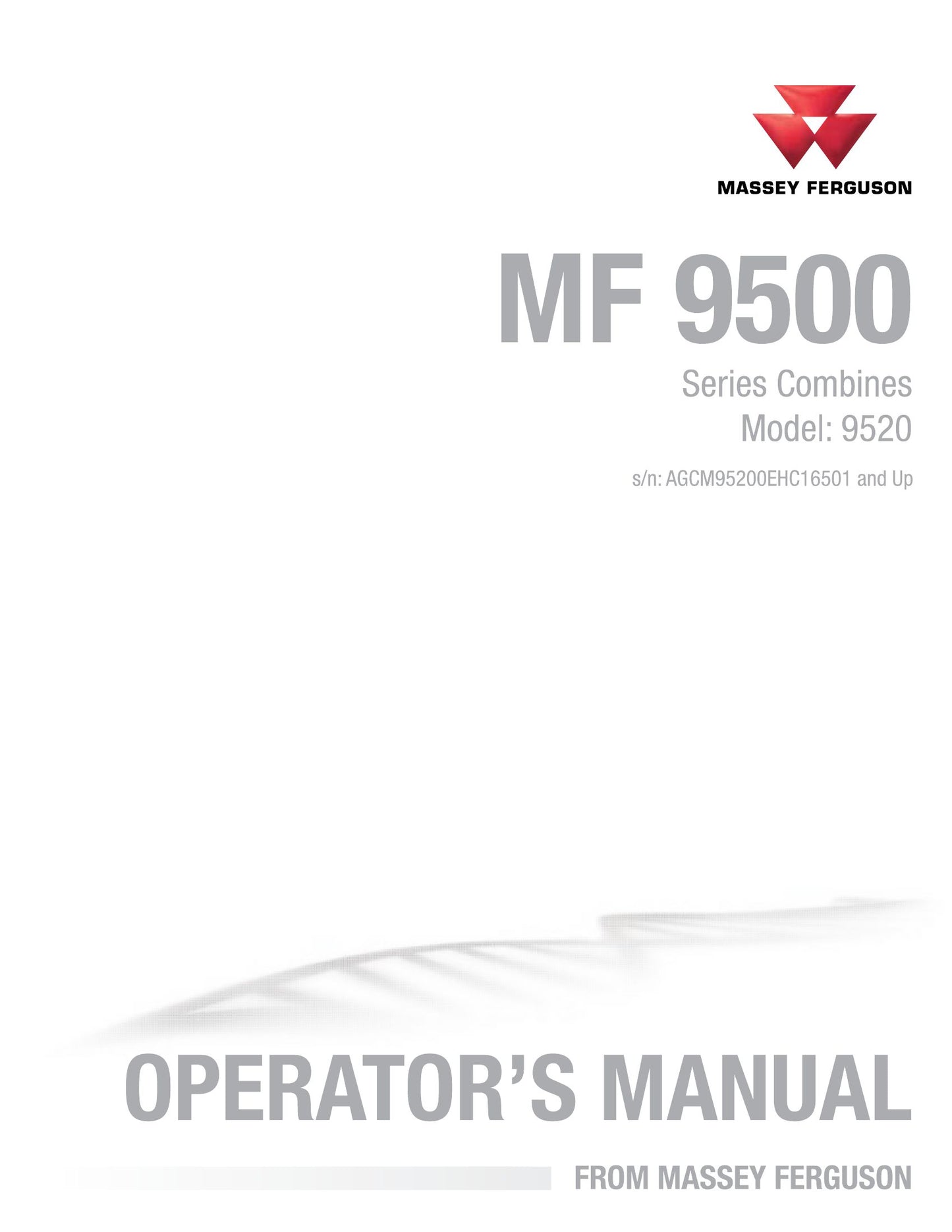 MASSEY FERGUSON MF9500 9520 Combine Harvester Factory Workshop Operator Manual