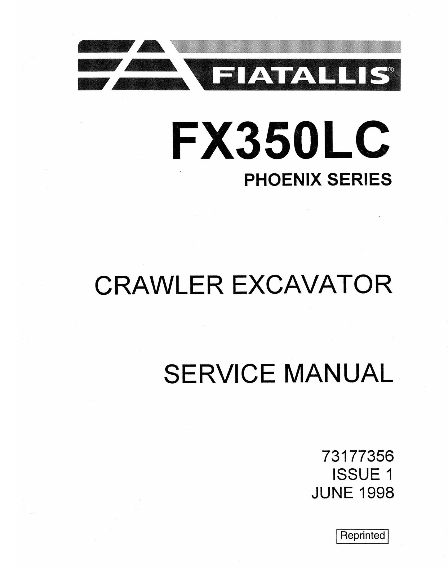 FIATALLIS FX350LC Crawler Excavator Factory Workshop Service Manual 73177356