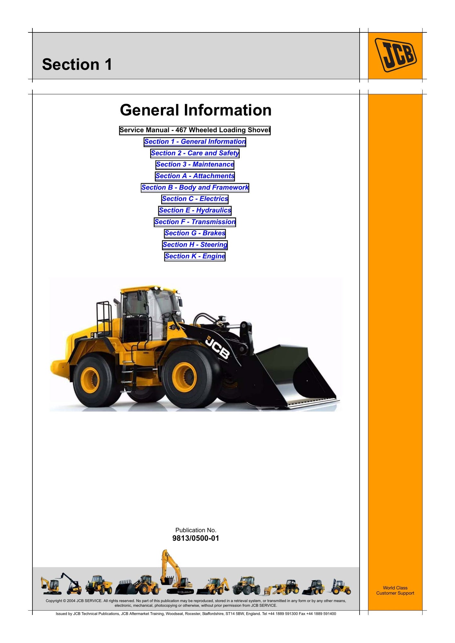 JCB 467 Wheel Loader Factory Workshop Service Manual 9813/0500-01