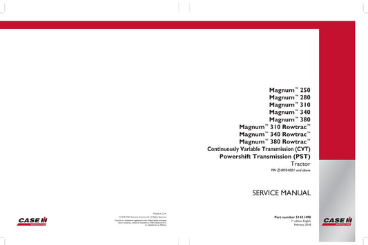 CASE IH Magnum 250 Magnum 280 Magnum 310 Magnum 340 Magnum 380 Magnum 310 Rowtrac Magnum 340 Rowtrac Magnum 380 Rowtrac Tractor Factory Workshop Service Manual 51431498