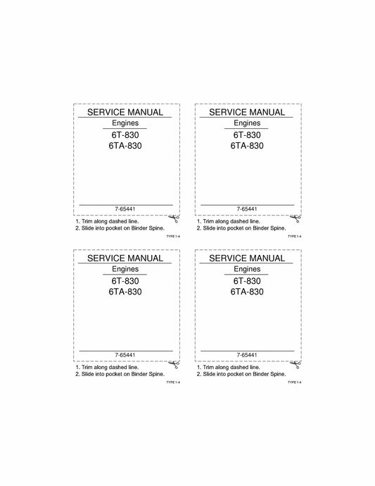 CASE 6T-830 6TA-830 Engine Factory Workshop Service Manual 7-65441