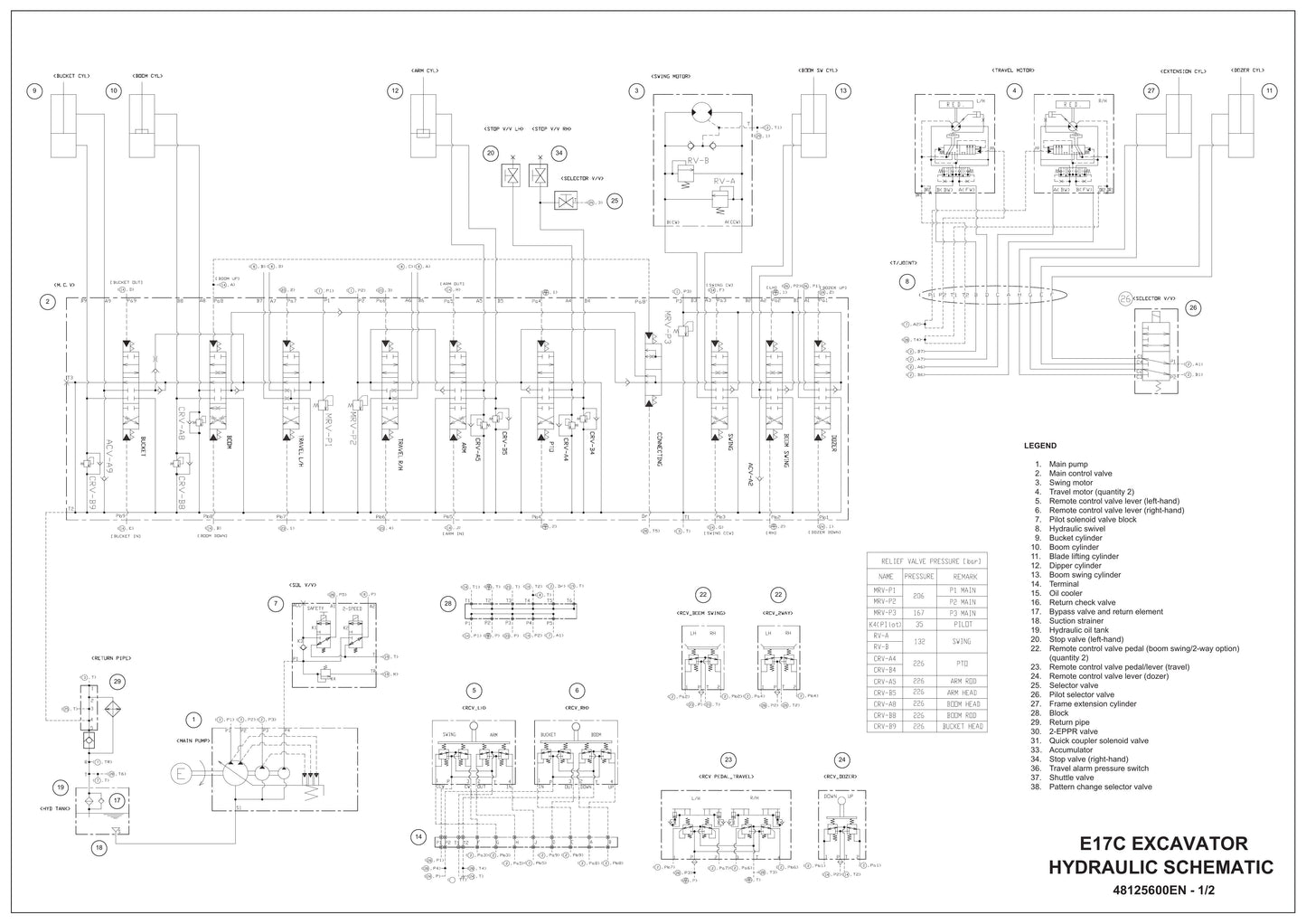 E17C Excavator Hydraulic Schematic 48125600EN
