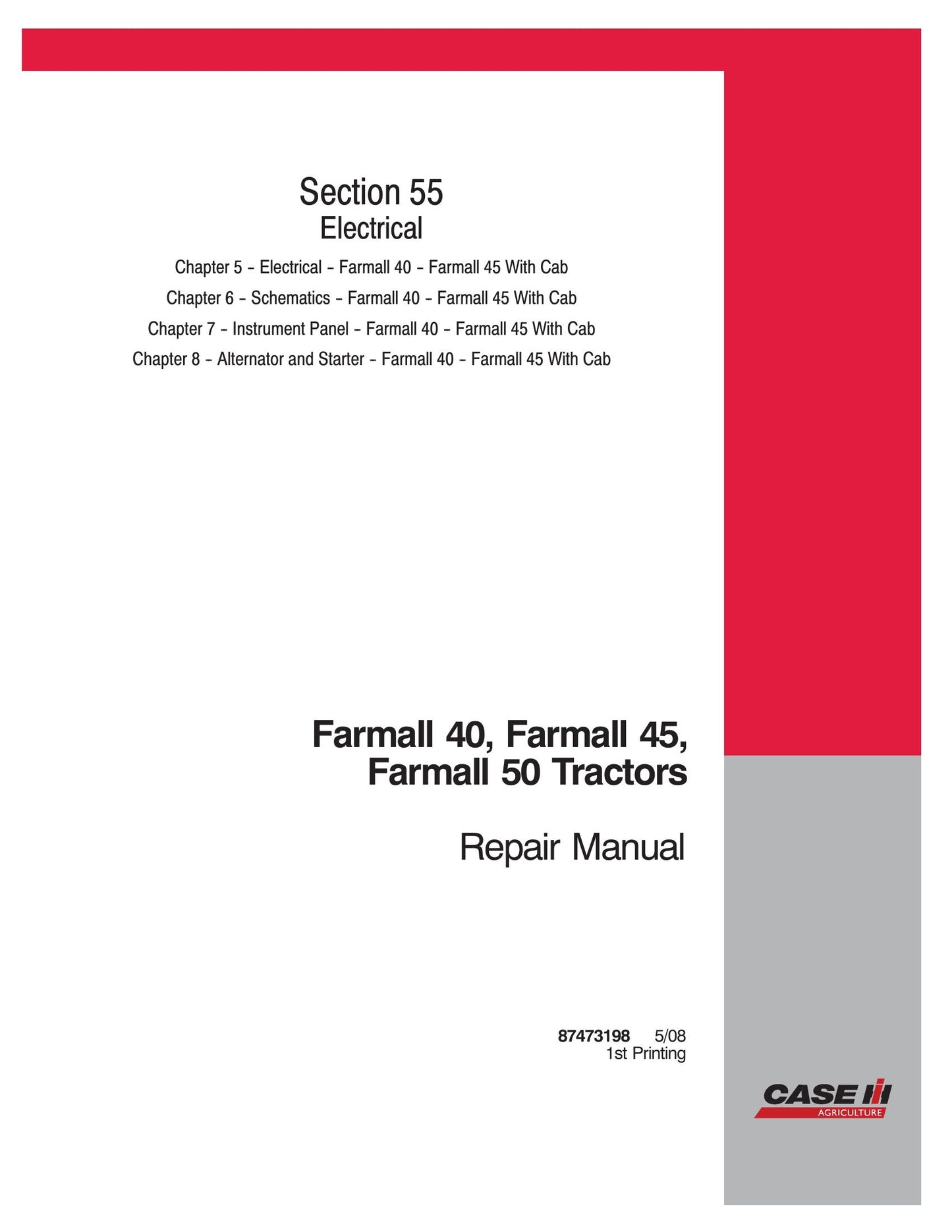 CASE Farmall 40 Farmall 45 Farmall 50 Tractor Factory Workshop Repair Manual