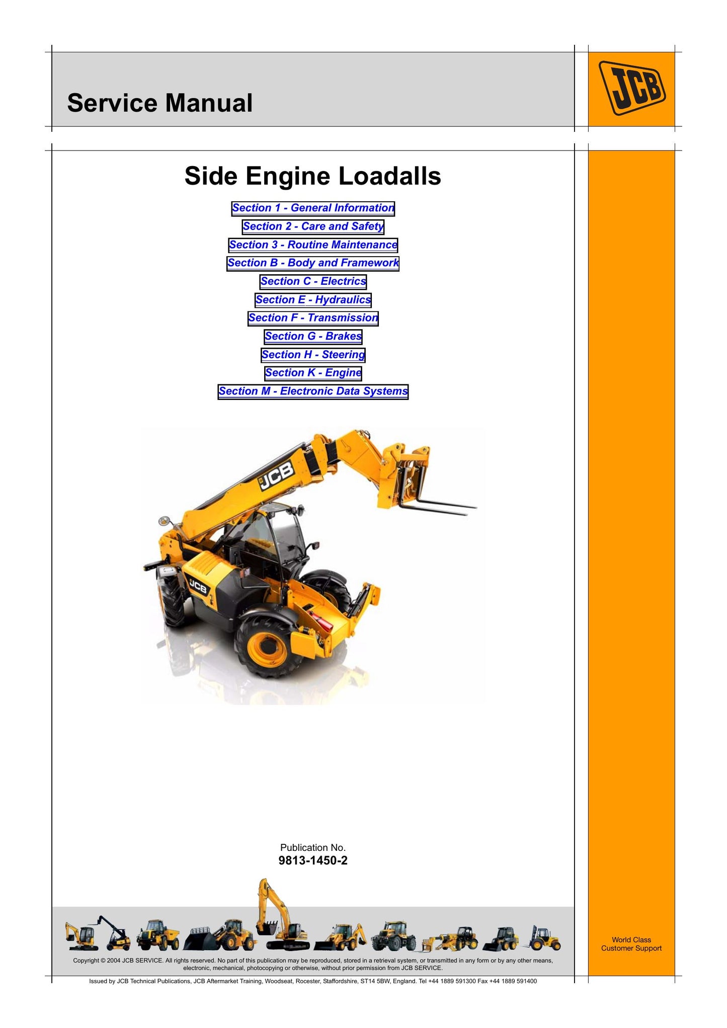 JCB 540-170 540-140 535-125 535-140 Loadall Factory Workshop Service Manual 9813-1450-2