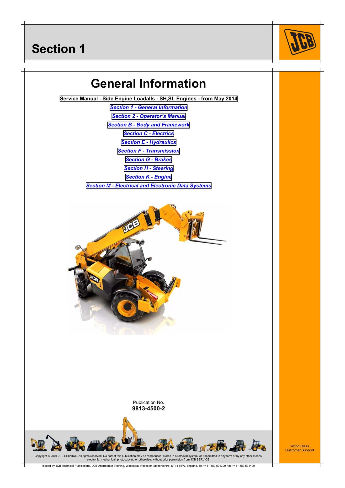JCB 531-70 535-95 536-60 541-70 531-105 536-70 526-56 550-80 536-70LC 531-110 541-110 535-195 536-110 550-140 536-170 536-105 Side Engine Loadall Factory Workshop Service Manual 9813-4500-2