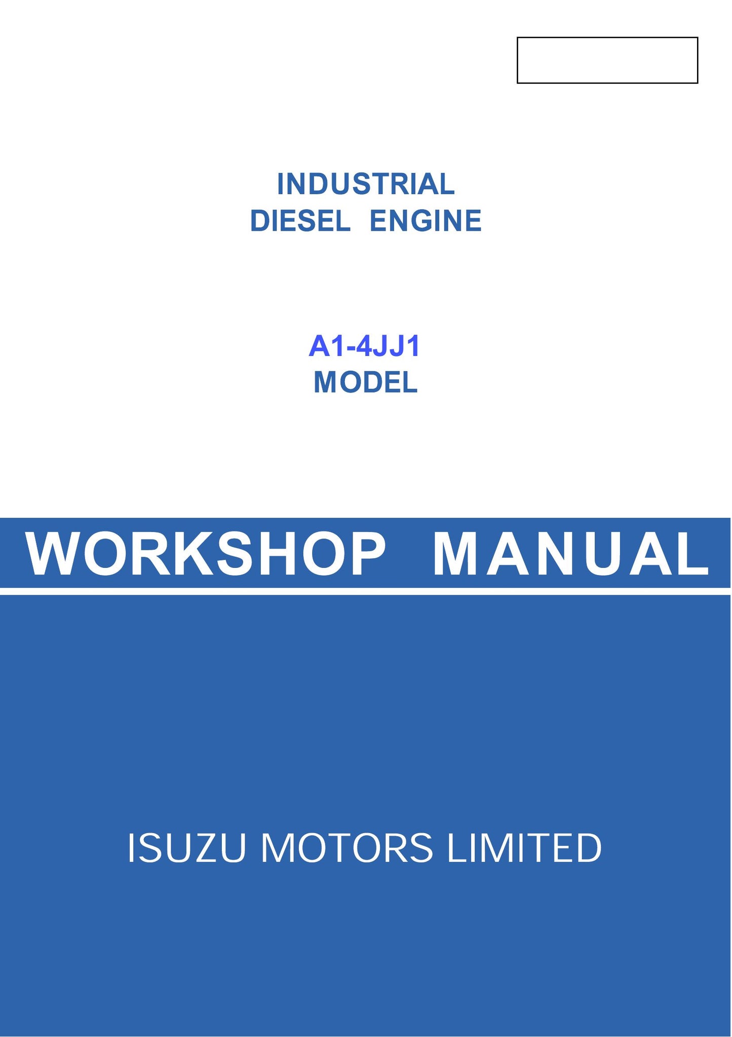 ISUZU A1-4JJ1 Industrial Diesel Engine Workshop Manual 9806-3060