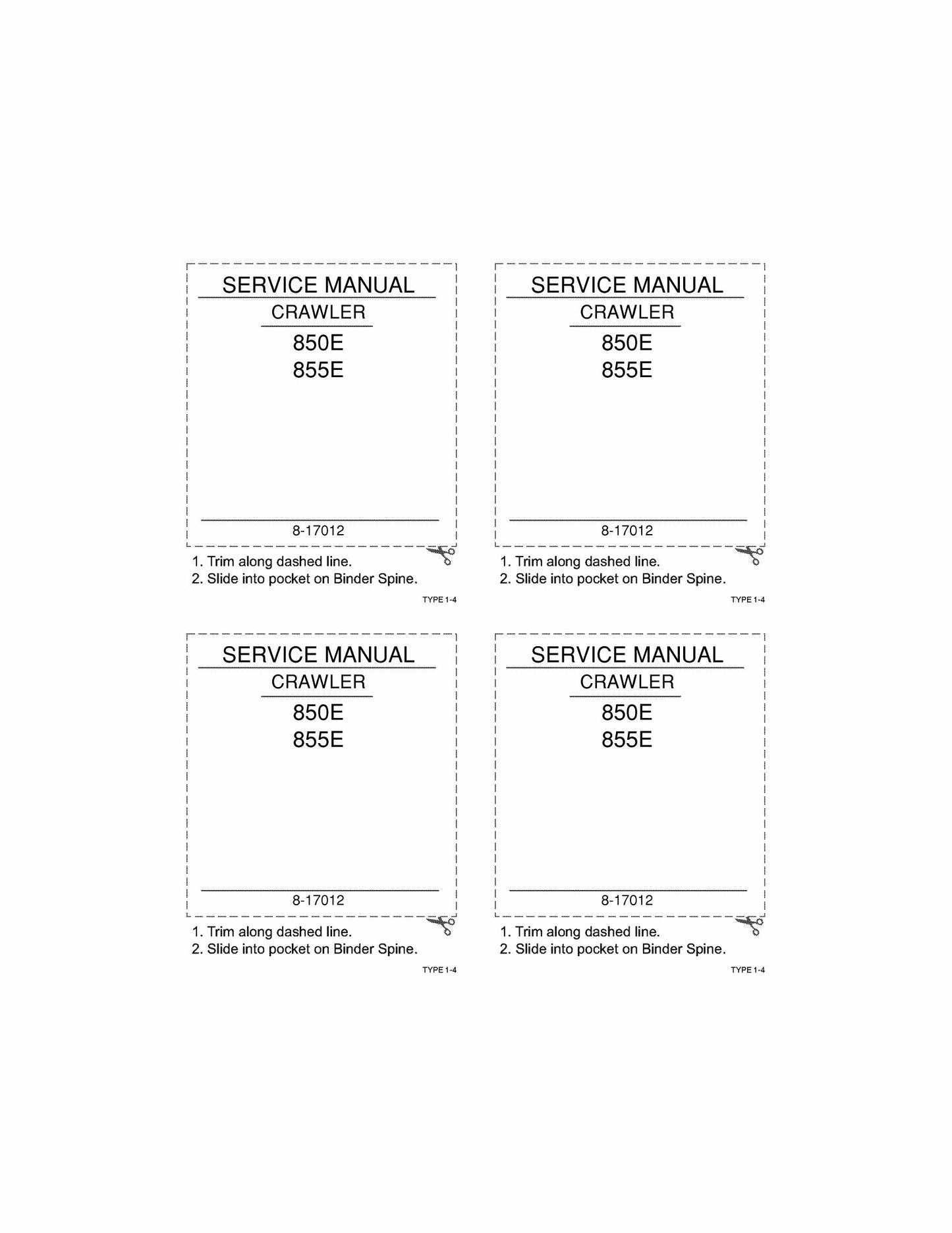 CASE 850E 855E Crawler Factory Workshop Service Manual 8-17012